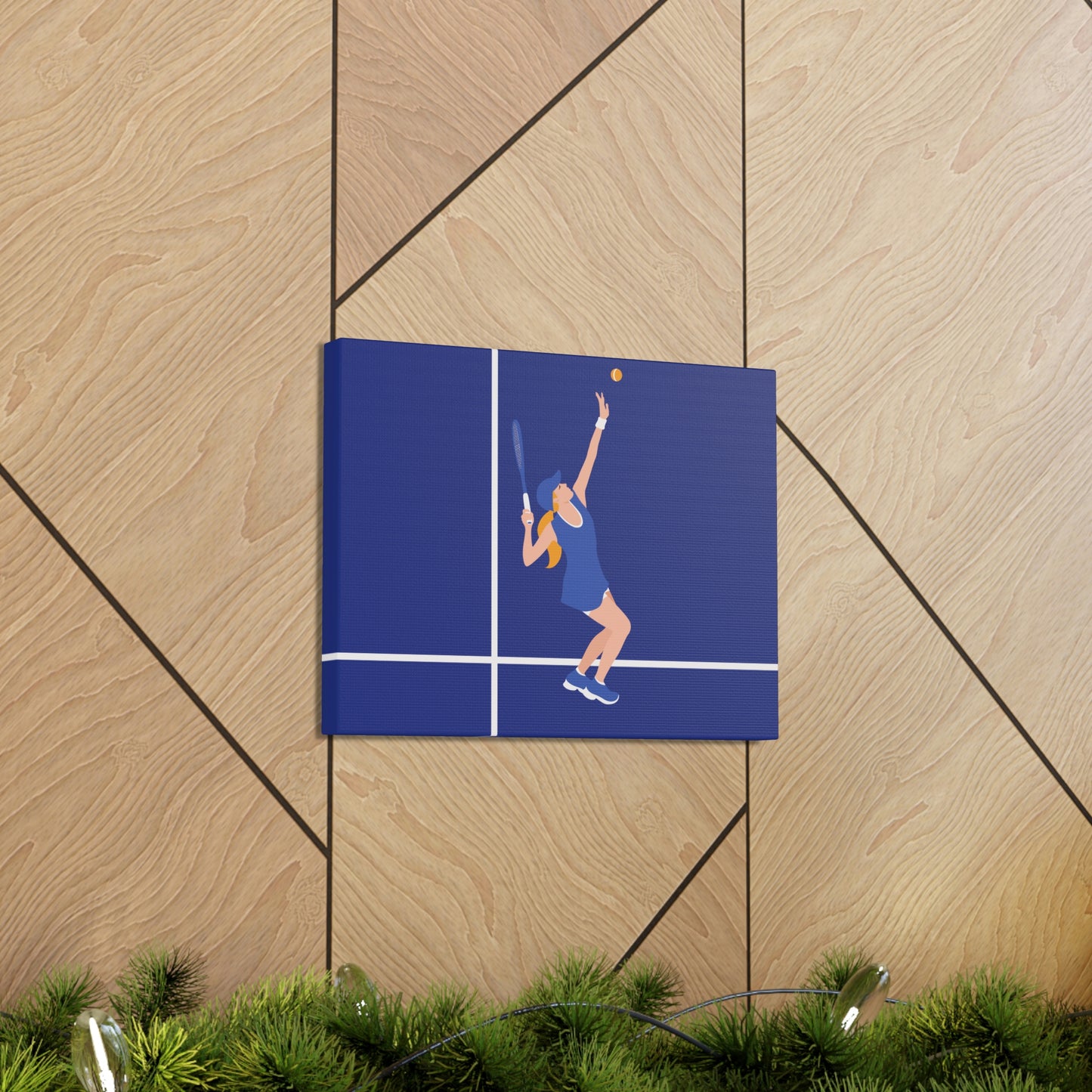 Tennis Player Blue Art Sports Team Classic Art Canvas Gallery Wraps