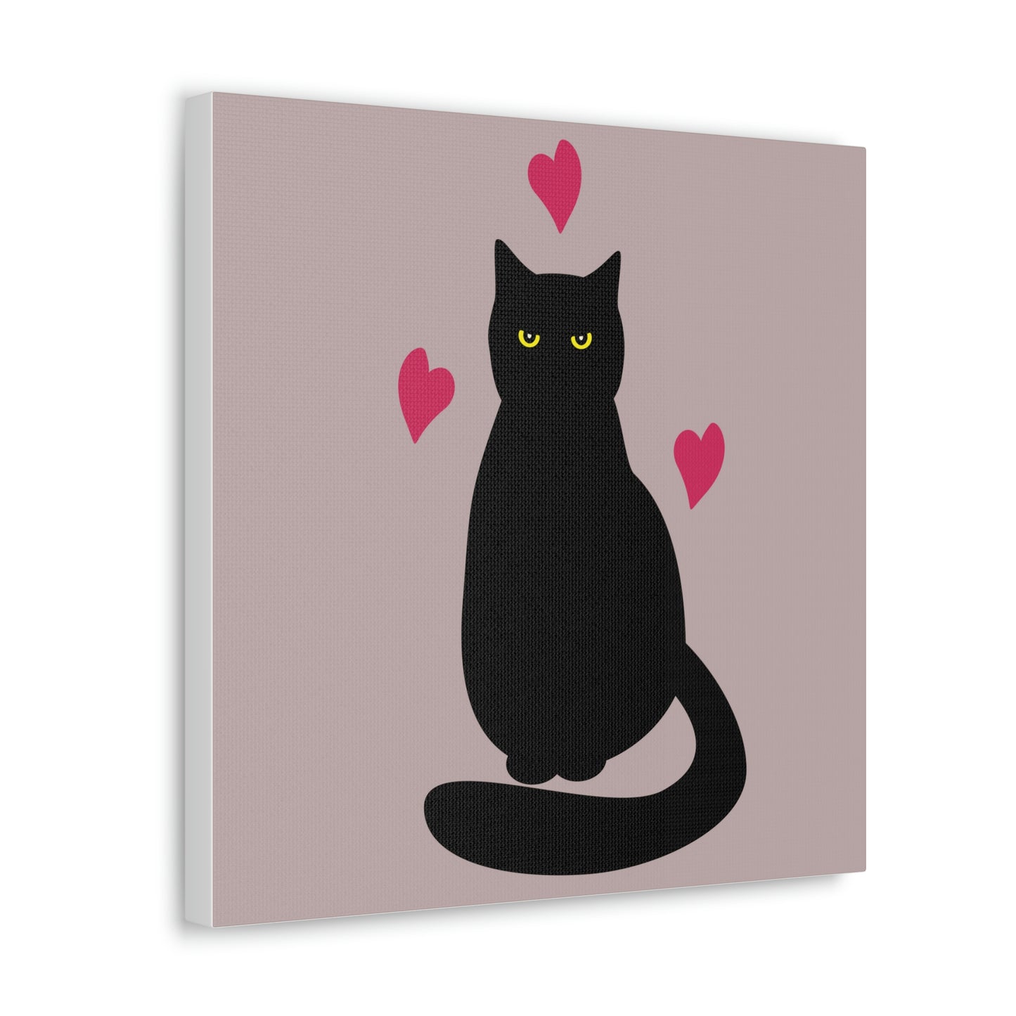 Black Cat with Heart Love Aesthetic Classic Art Canvas Gallery Wraps