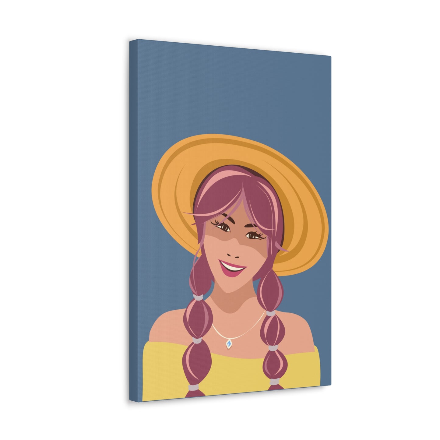 Happy Woman with Rose Hair Aesthetic Art Canvas Gallery Wraps