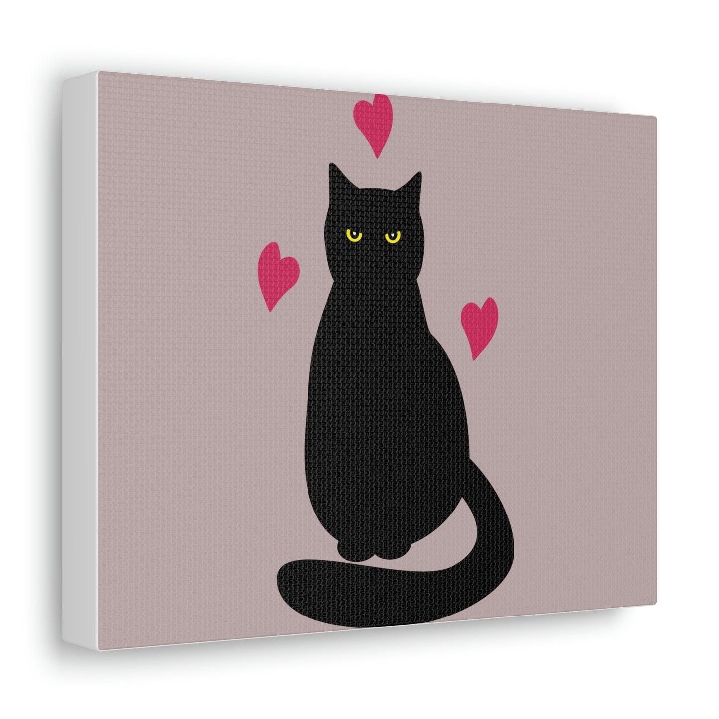 Black Cat with Heart Love Aesthetic Classic Art Canvas Gallery Wraps