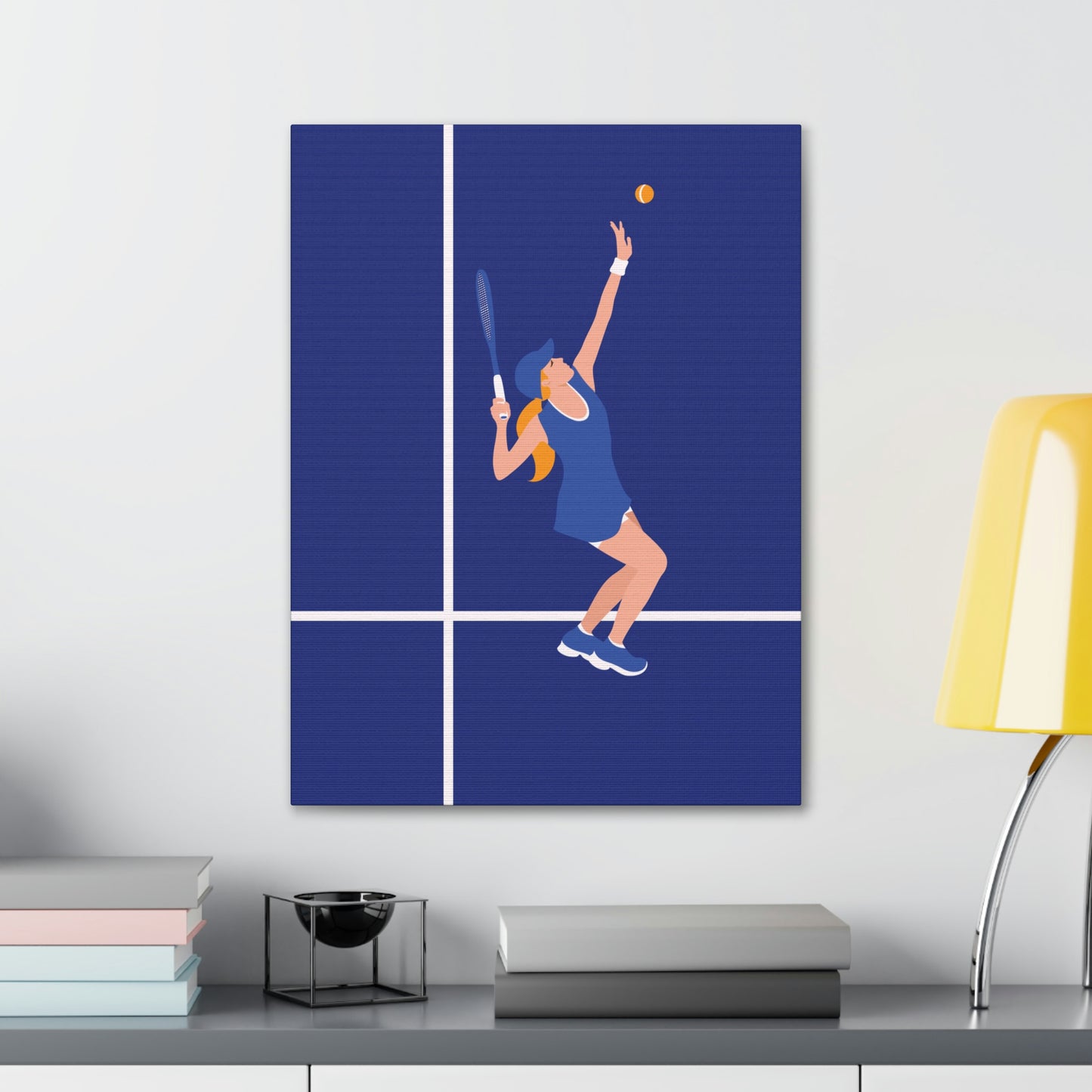 Tennis Player Blue Art Sports Team Classic Art Canvas Gallery Wraps