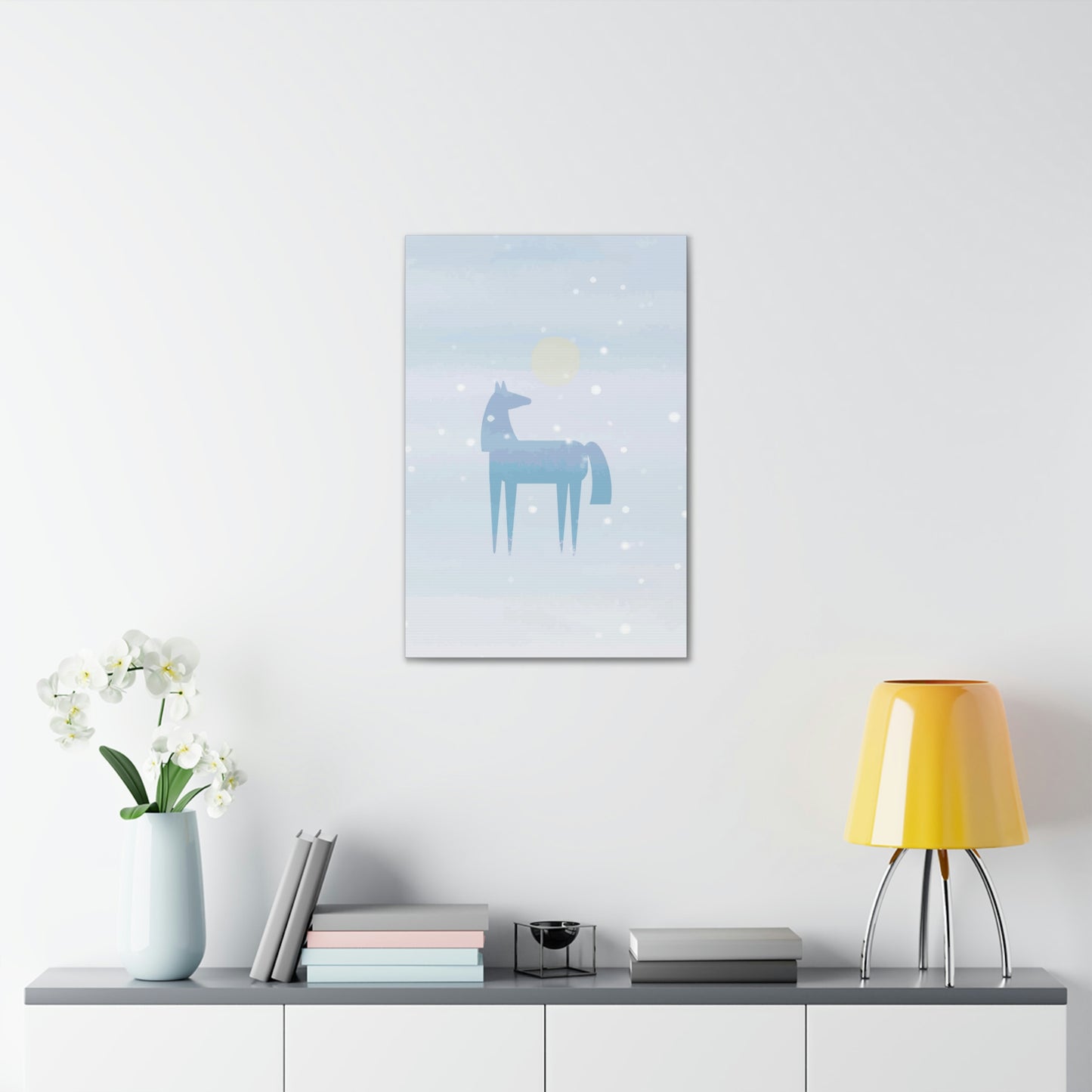 Horse Under the Snow Winter Landscape Art Aesthetic Classic Art Canvas Gallery Wraps