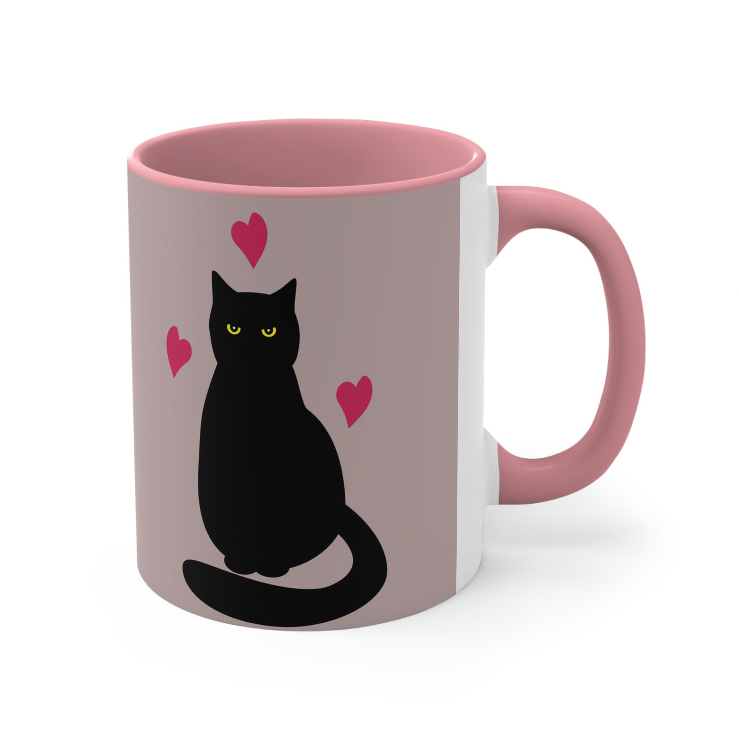 Black Cat with Heart Love Classic Accent Coffee Mug 11oz