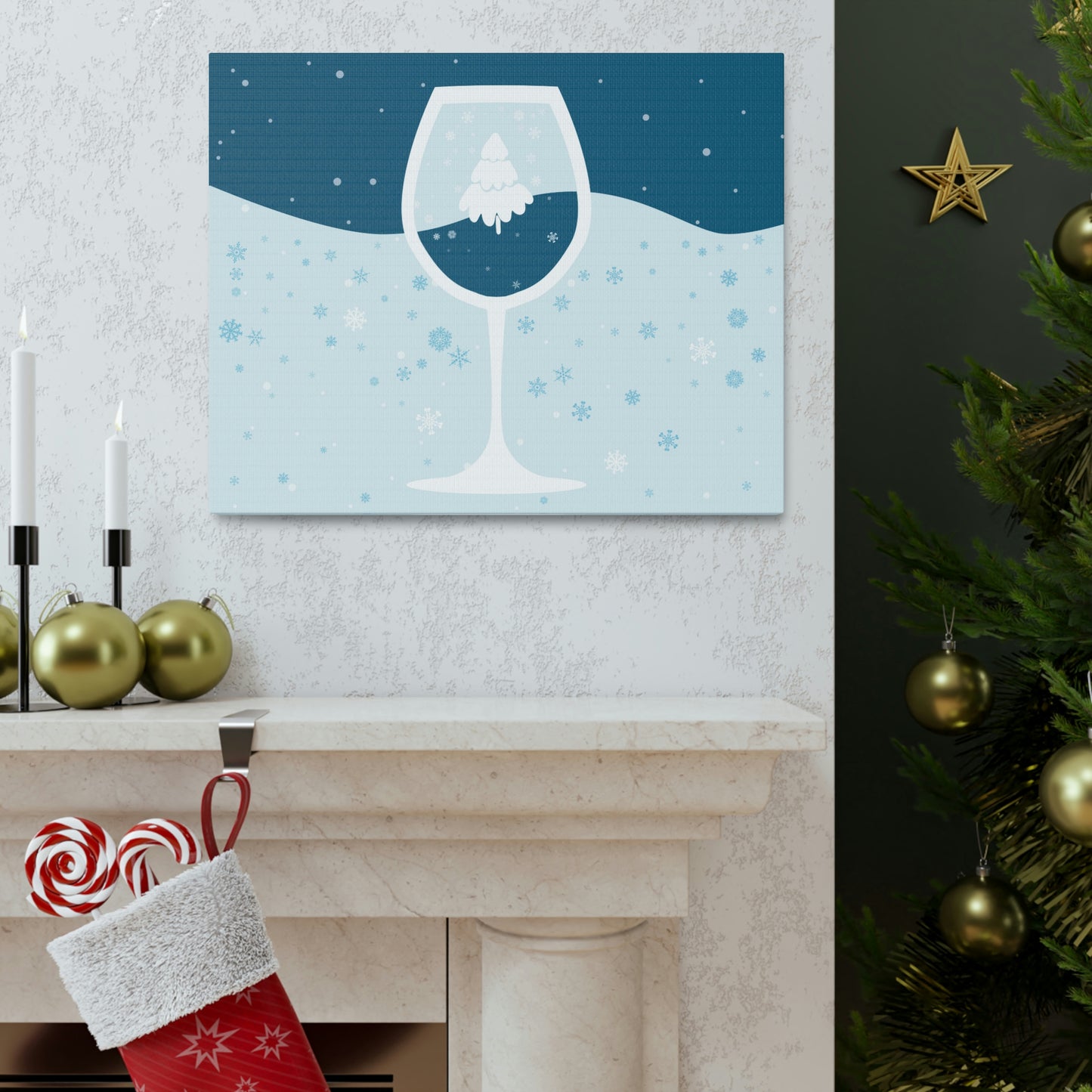 Ice Wine Winter Holidays Aesthetic Classic Art Canvas Gallery Wraps