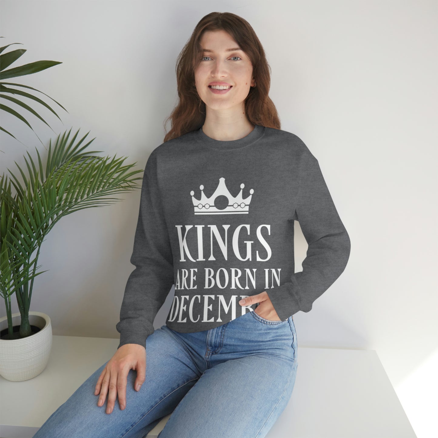 Kings Are Born in December Happy Birthday Unisex Heavy Blend™ Crewneck Sweatshirt