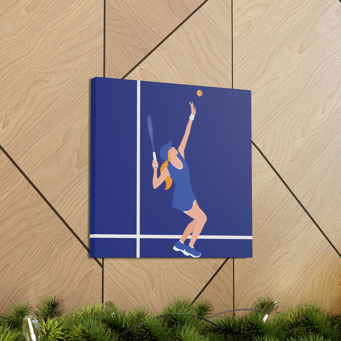 Tennis Player Blue Art Sports Team Classic Art Canvas Gallery Wraps