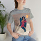 Women Angel Portrait Sitting On Clouds Cartoon Art Unisex Jersey Short Sleeve T-Shirt