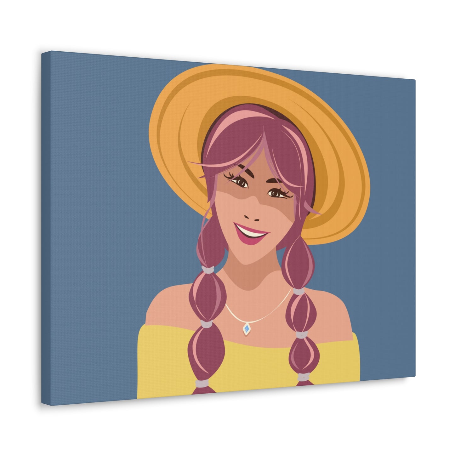 Happy Woman with Rose Hair Aesthetic Art Canvas Gallery Wraps