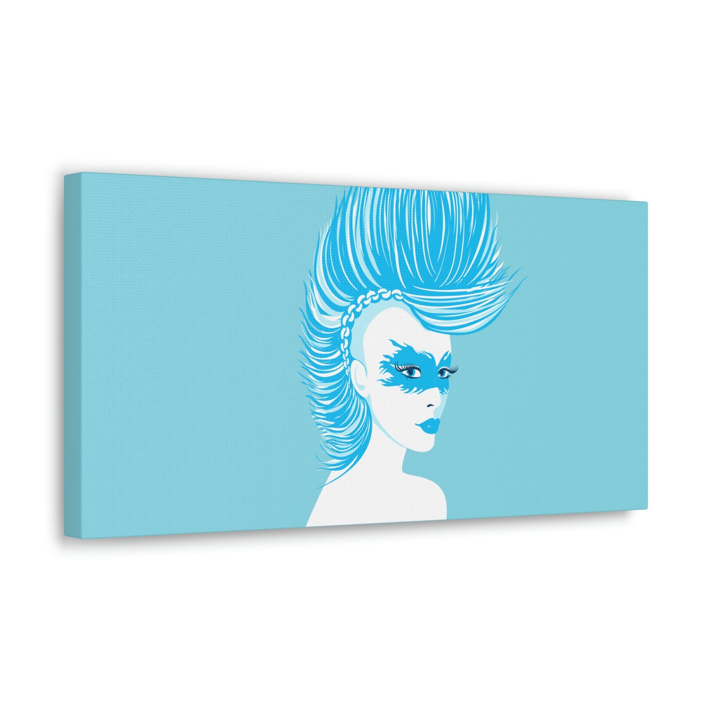 Blue Punk Woman Art Unique Edgy Graphic Aesthetic Classic Art Canvas Gallery Wraps