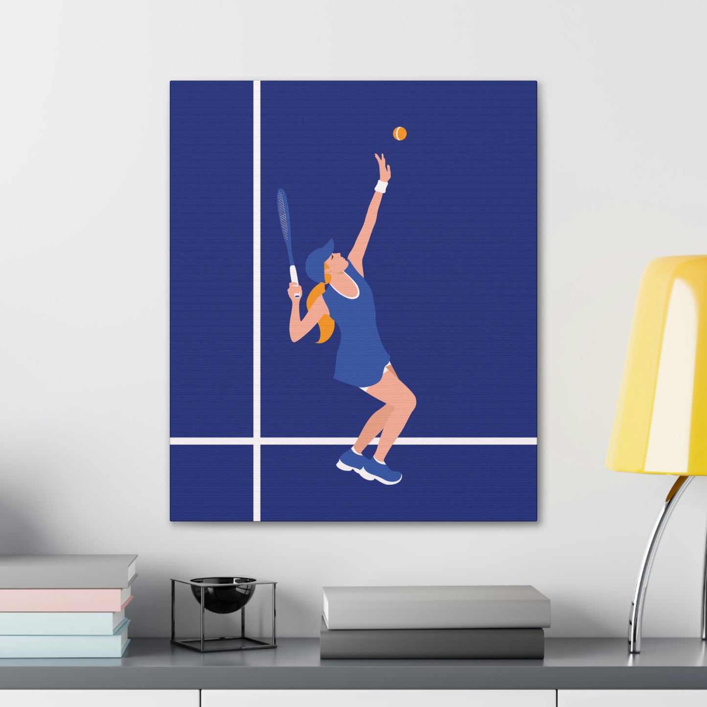 Tennis Player Blue Art Sports Team Classic Art Canvas Gallery Wraps