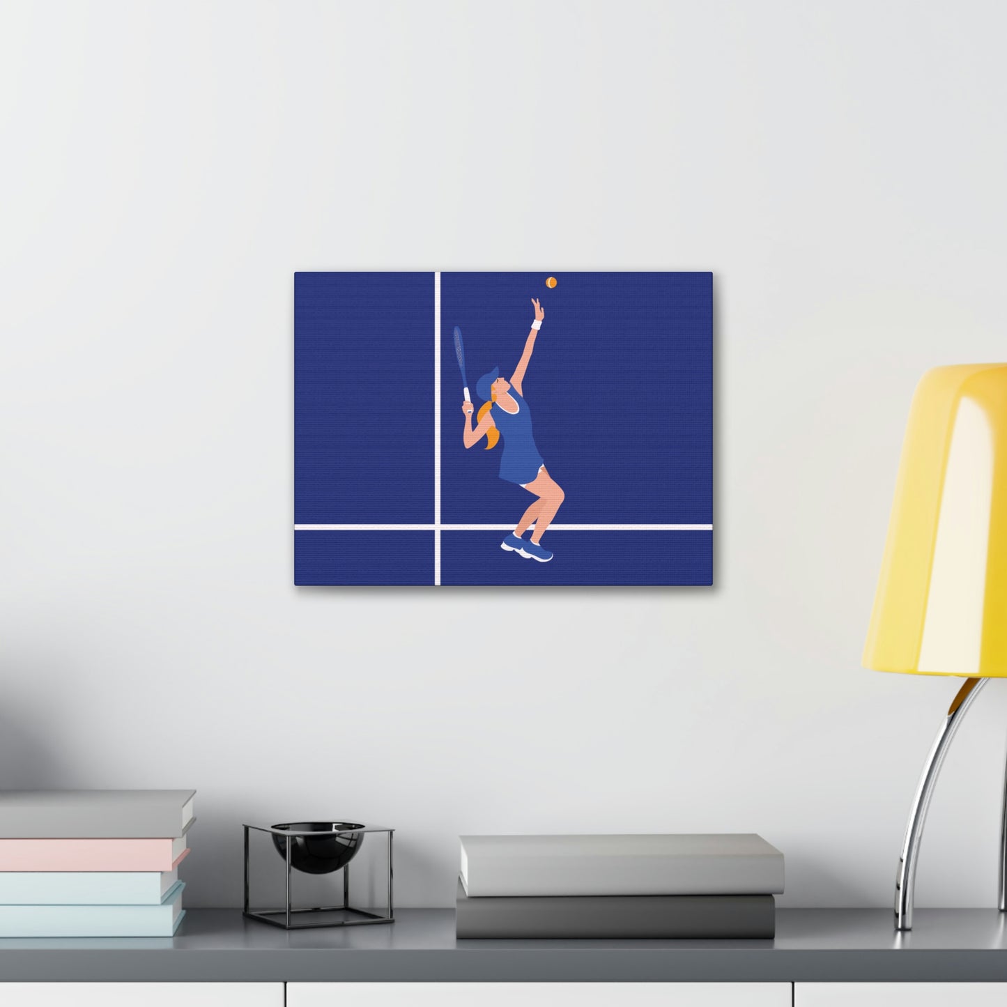 Tennis Player Blue Art Sports Team Classic Art Canvas Gallery Wraps