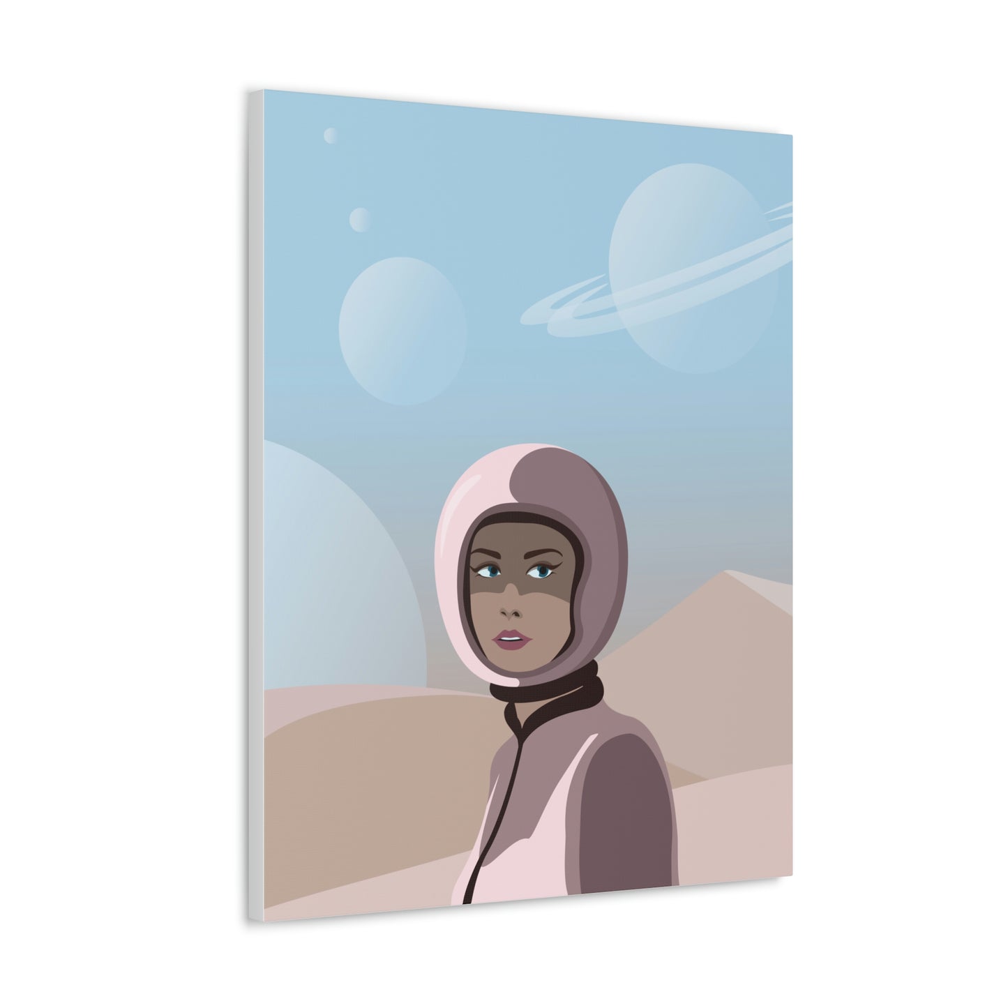 Astronaut Woman Aliens Minimal Aesthetic Classic Art Canvas Gallery Wraps