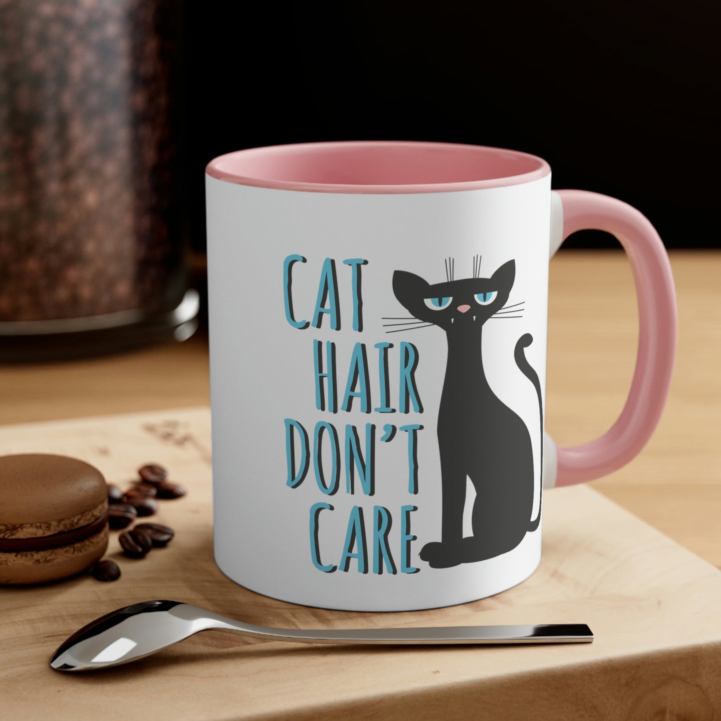 Cat Hair Don't Care Funny Cats Memes Classic Accent Coffee Mug 11oz