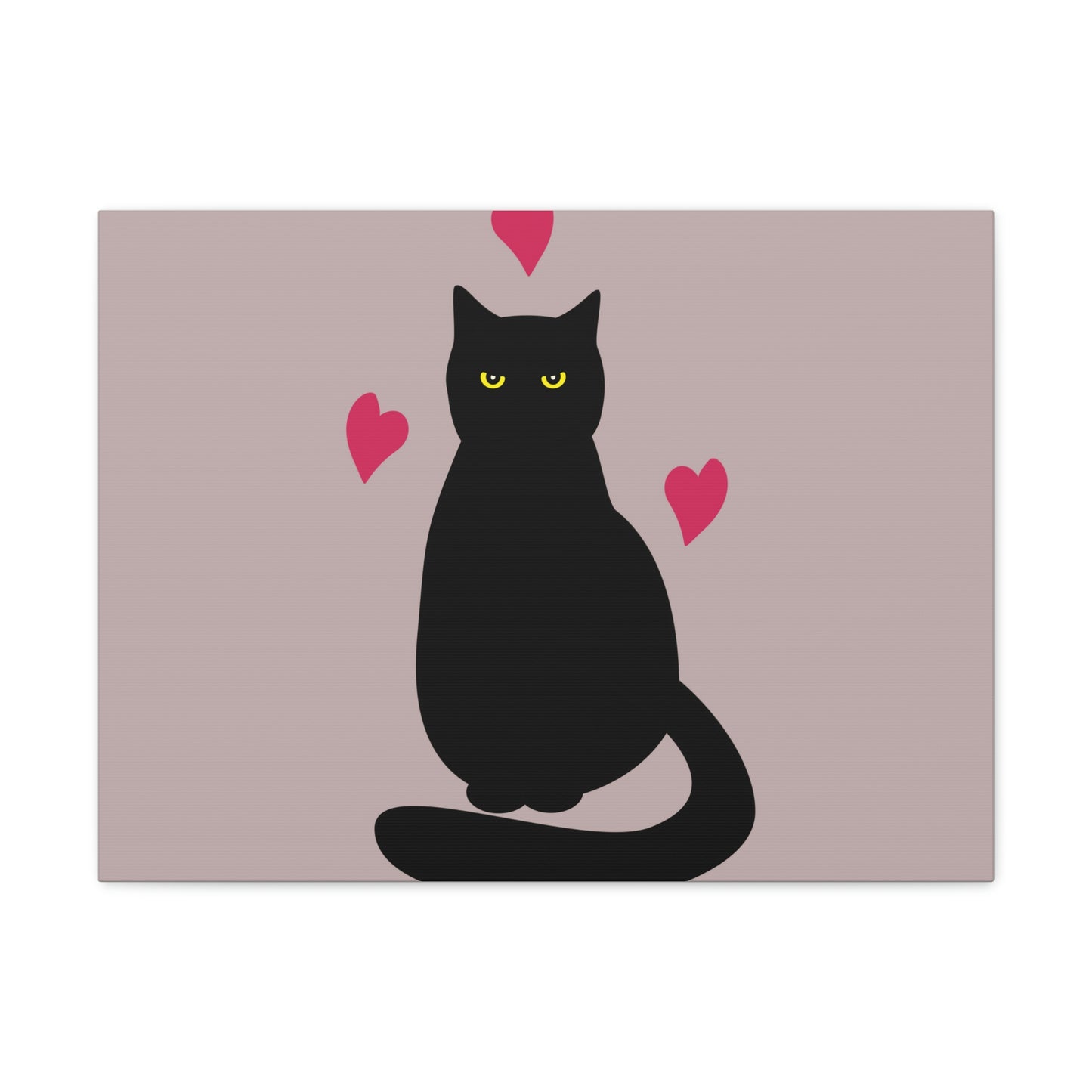 Black Cat with Heart Love Aesthetic Classic Art Canvas Gallery Wraps