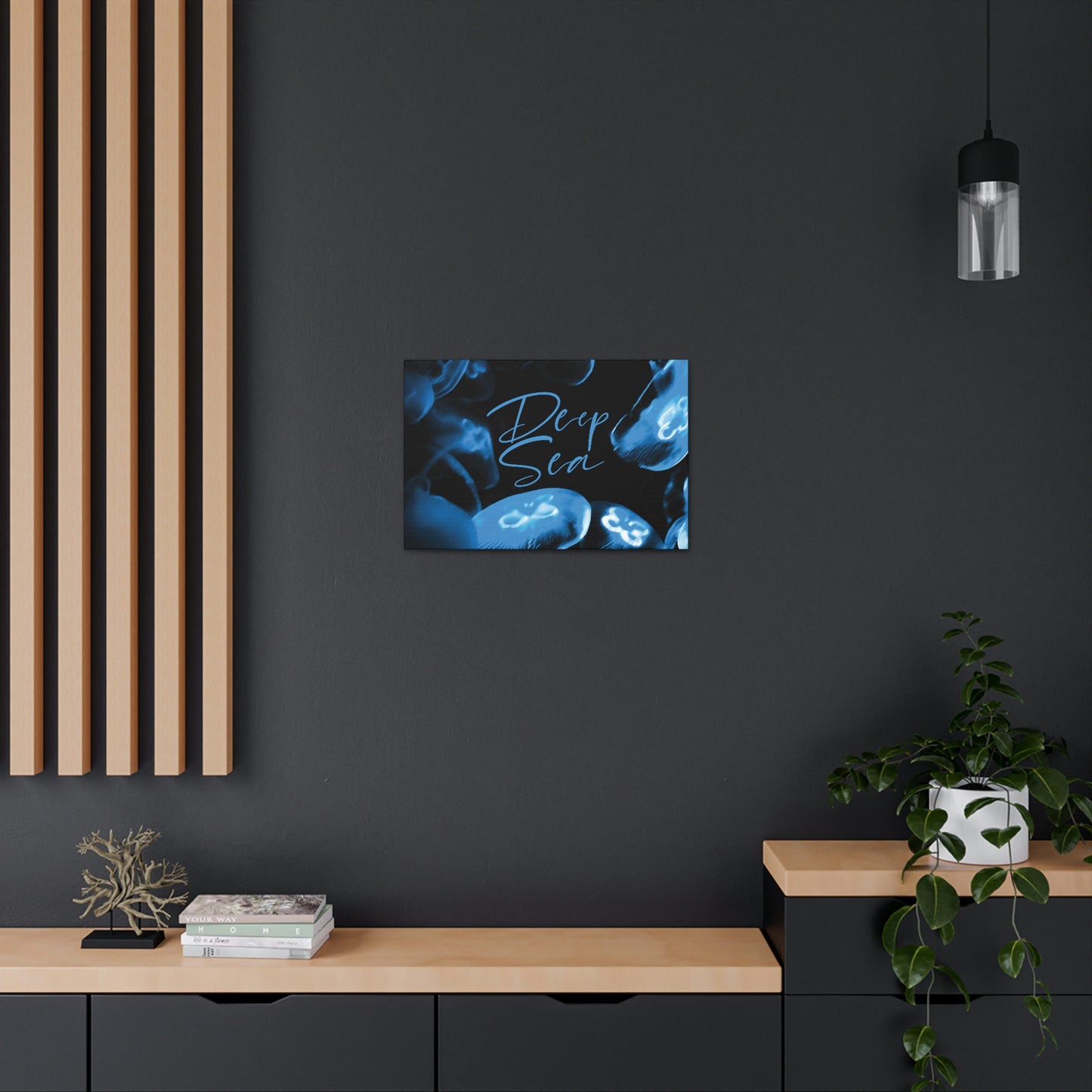 Deep Sea Jellyfish Silhouette Eco Friendly Life Sign Aesthetic Classic Art Canvas Gallery Wraps