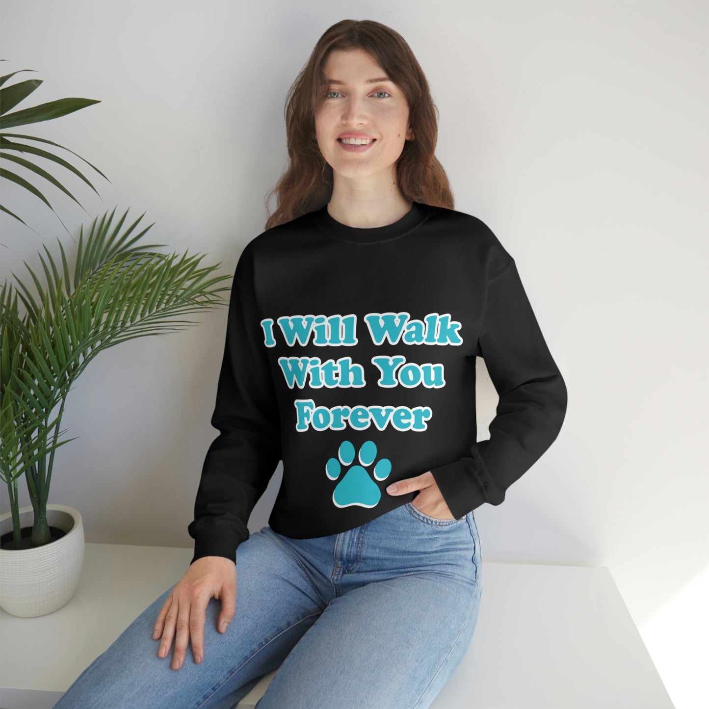 I Will Walk With You Forever Cat Lover Unisex Heavy Blend™ Crewneck Sweatshirt