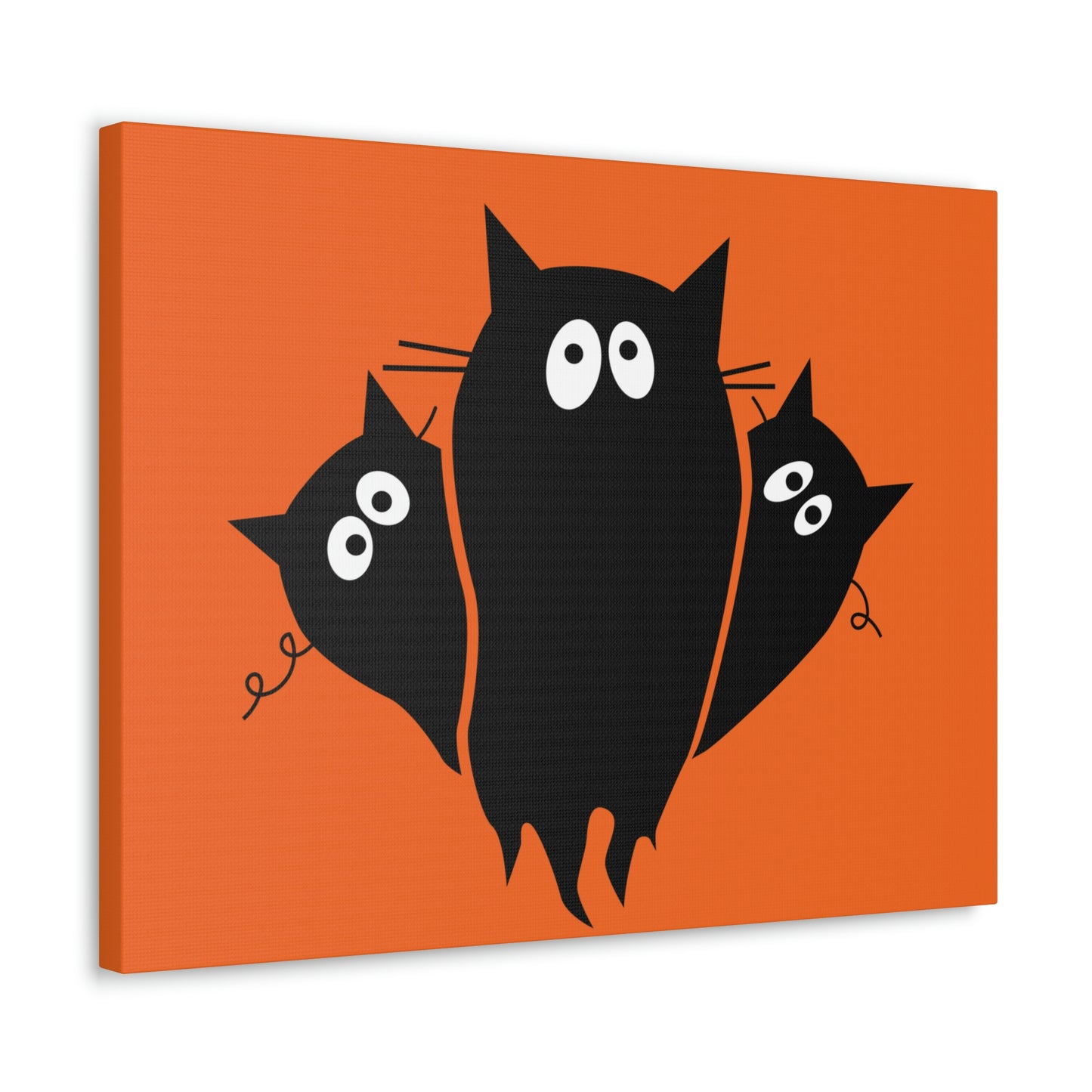 Funny Black Cats Lovers Watching Eyes Cartoon Halloween Meme Aesthetic Classic Art Canvas Gallery Wraps