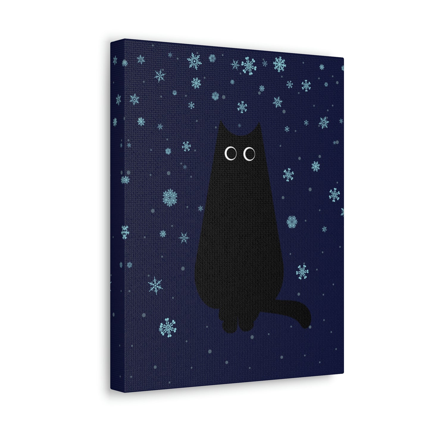 Black Cat Winter Snowflake Anime Art Classic Art Canvas Gallery Wraps