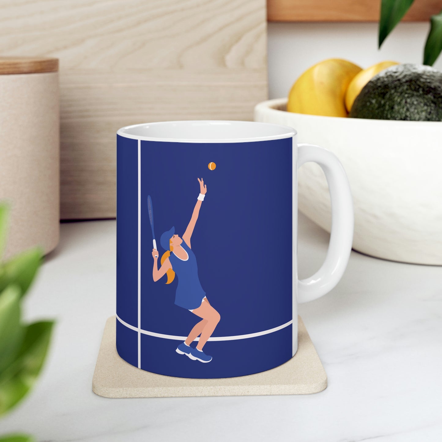 Tennis Player Blue Art Sports Team Ceramic Mug 11oz