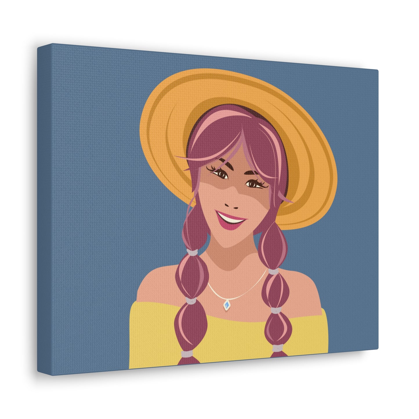 Happy Woman with Rose Hair Aesthetic Art Canvas Gallery Wraps