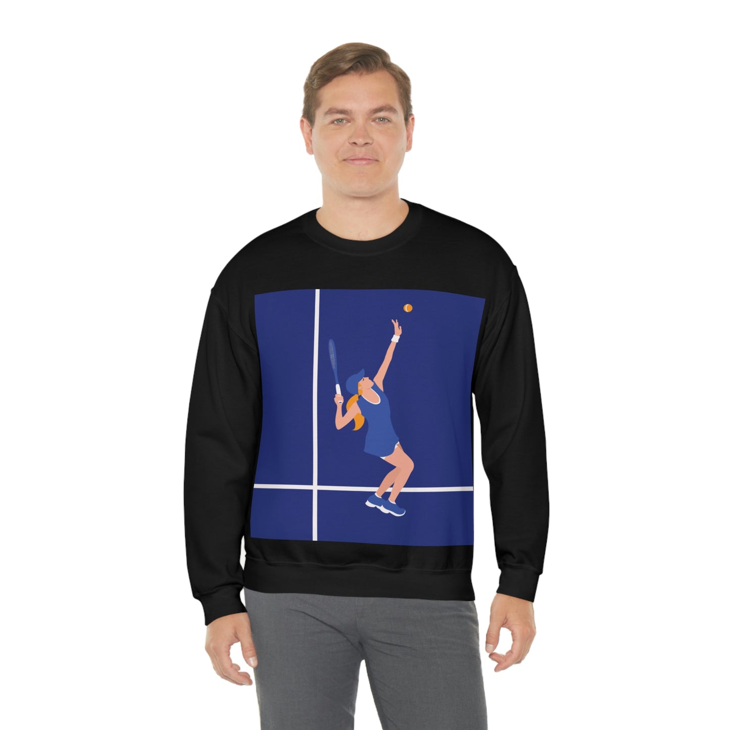 Tennis Player Blue Art Sports Team Unisex Heavy Blend™ Crewneck Sweatshirt