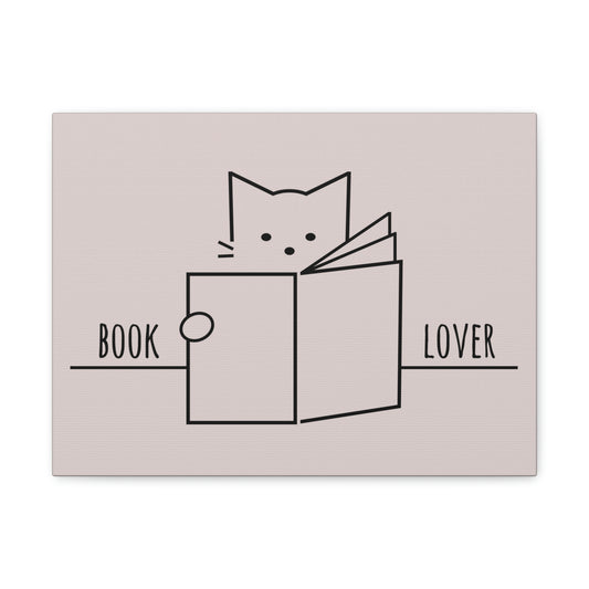 Book Lover Cute Cat Reading Club Beige Aesthetic Classic Art Canvas Gallery Wraps