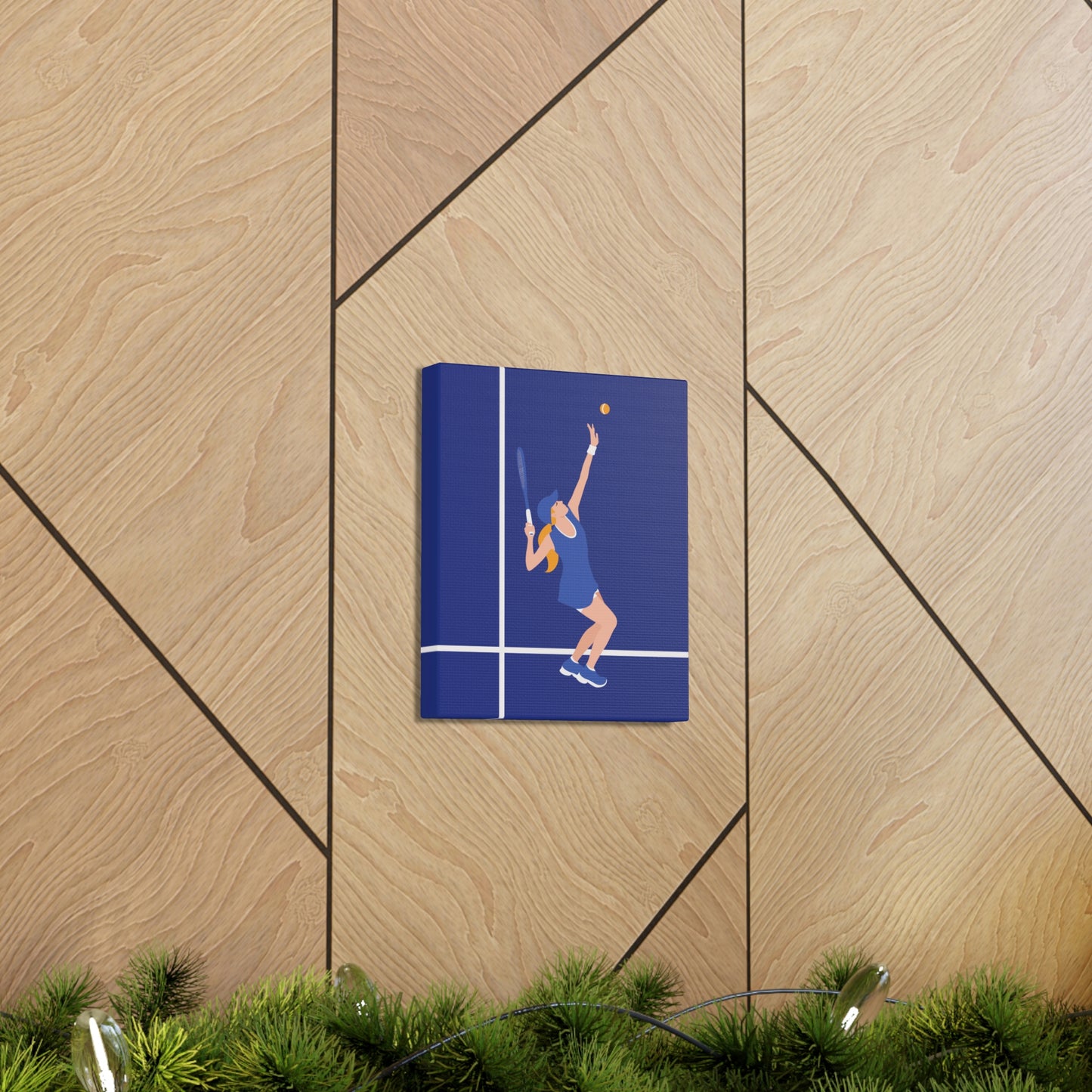 Tennis Player Blue Art Sports Team Classic Art Canvas Gallery Wraps