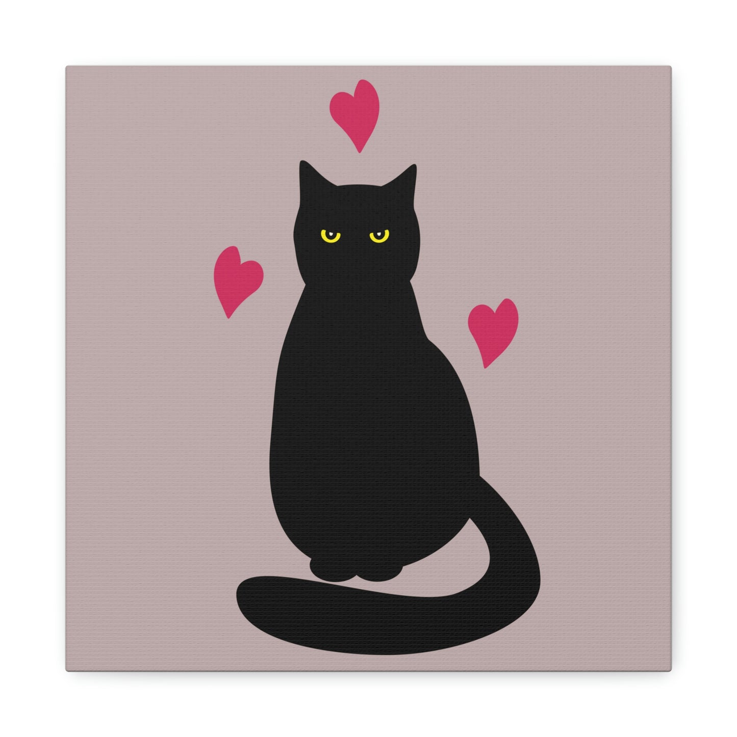 Black Cat with Heart Love Aesthetic Classic Art Canvas Gallery Wraps