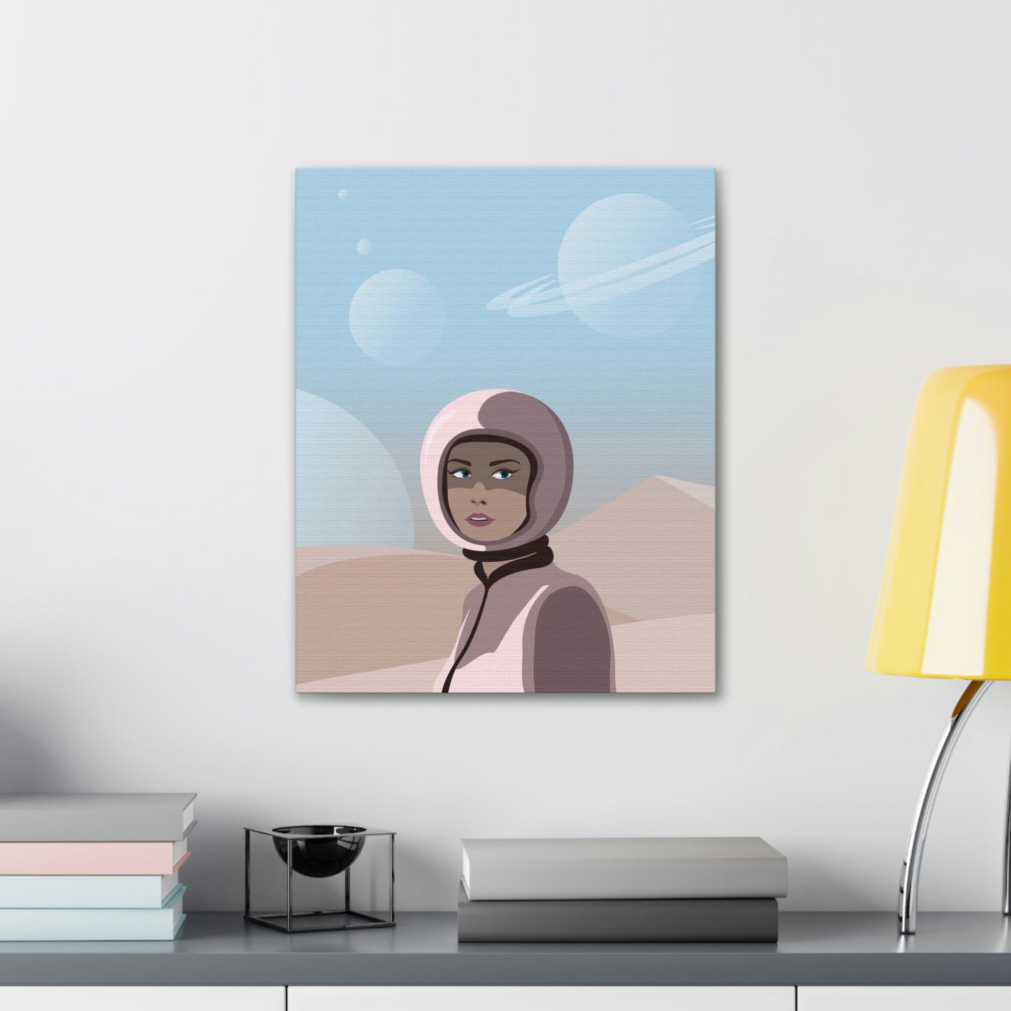 Astronaut Woman Aliens Minimal Aesthetic Classic Art Canvas Gallery Wraps