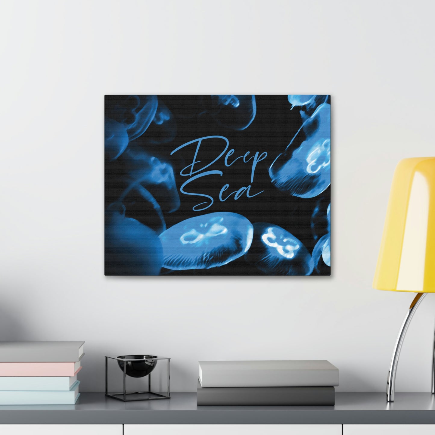 Deep Sea Jellyfish Silhouette Eco Friendly Life Sign Aesthetic Classic Art Canvas Gallery Wraps