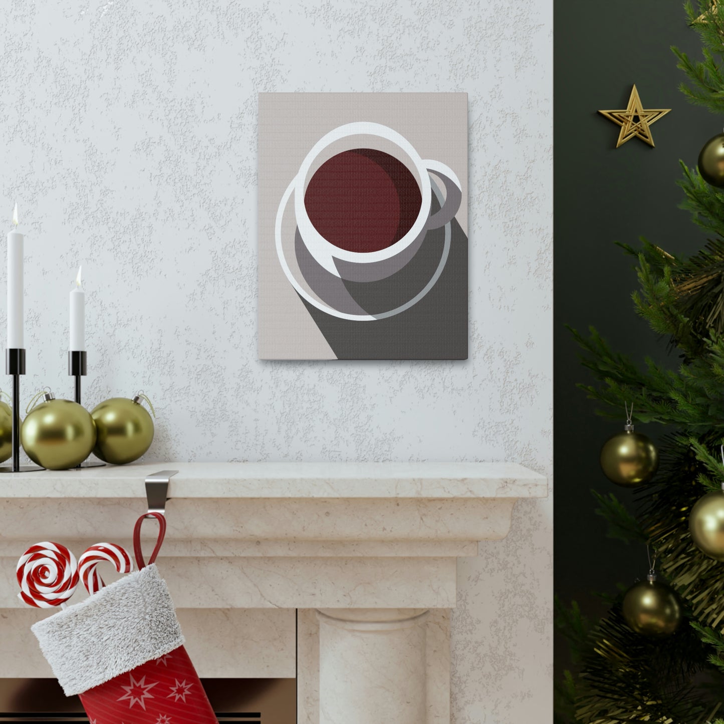 Cup Of Coffee Minimal Art Aesthetic Beige Aesthetic Classic Art Canvas Gallery Wraps