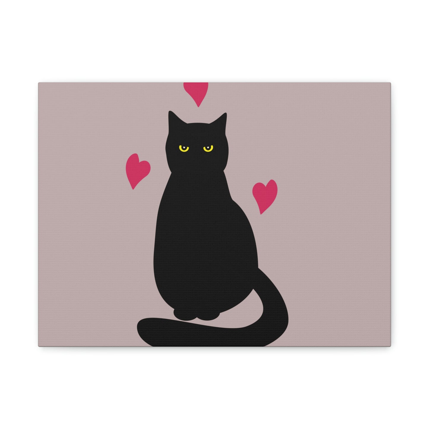 Black Cat with Heart Love Aesthetic Classic Art Canvas Gallery Wraps