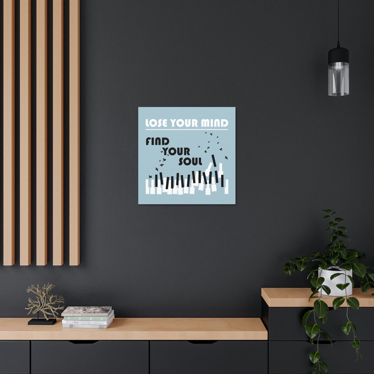 Lose Your Mind Find your Soul Flying birds Piano Keys Music Aesthetic Classic Art Canvas Gallery Wraps