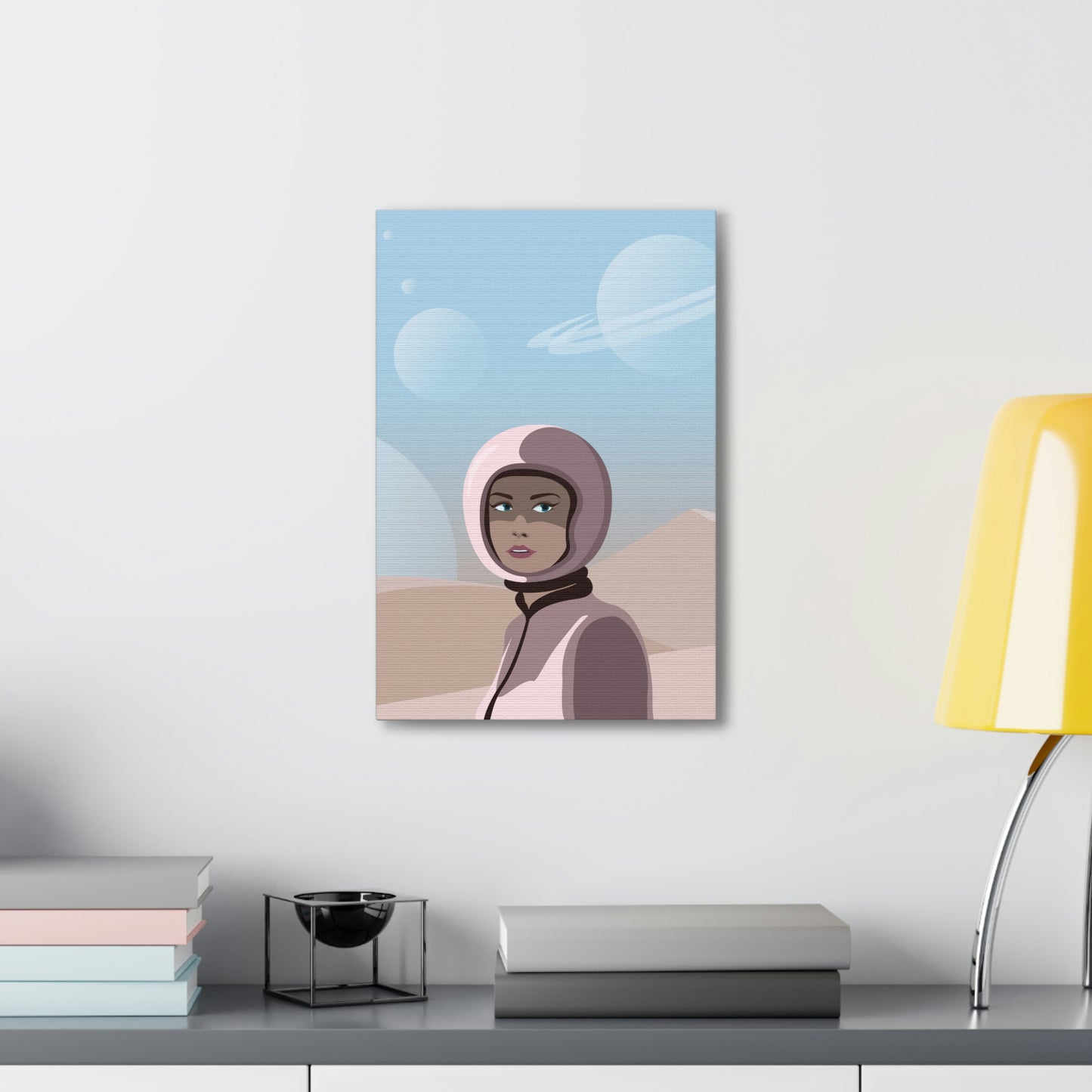 Astronaut Woman Aliens Minimal Aesthetic Classic Art Canvas Gallery Wraps