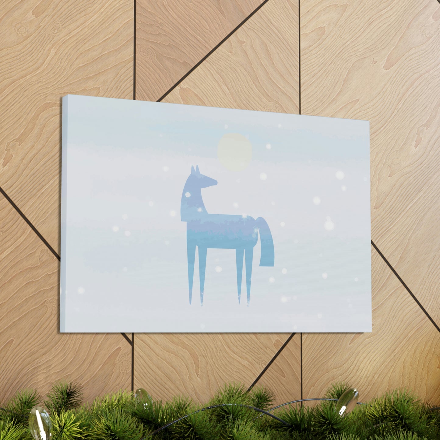 Horse Under the Snow Winter Landscape Art Aesthetic Classic Art Canvas Gallery Wraps