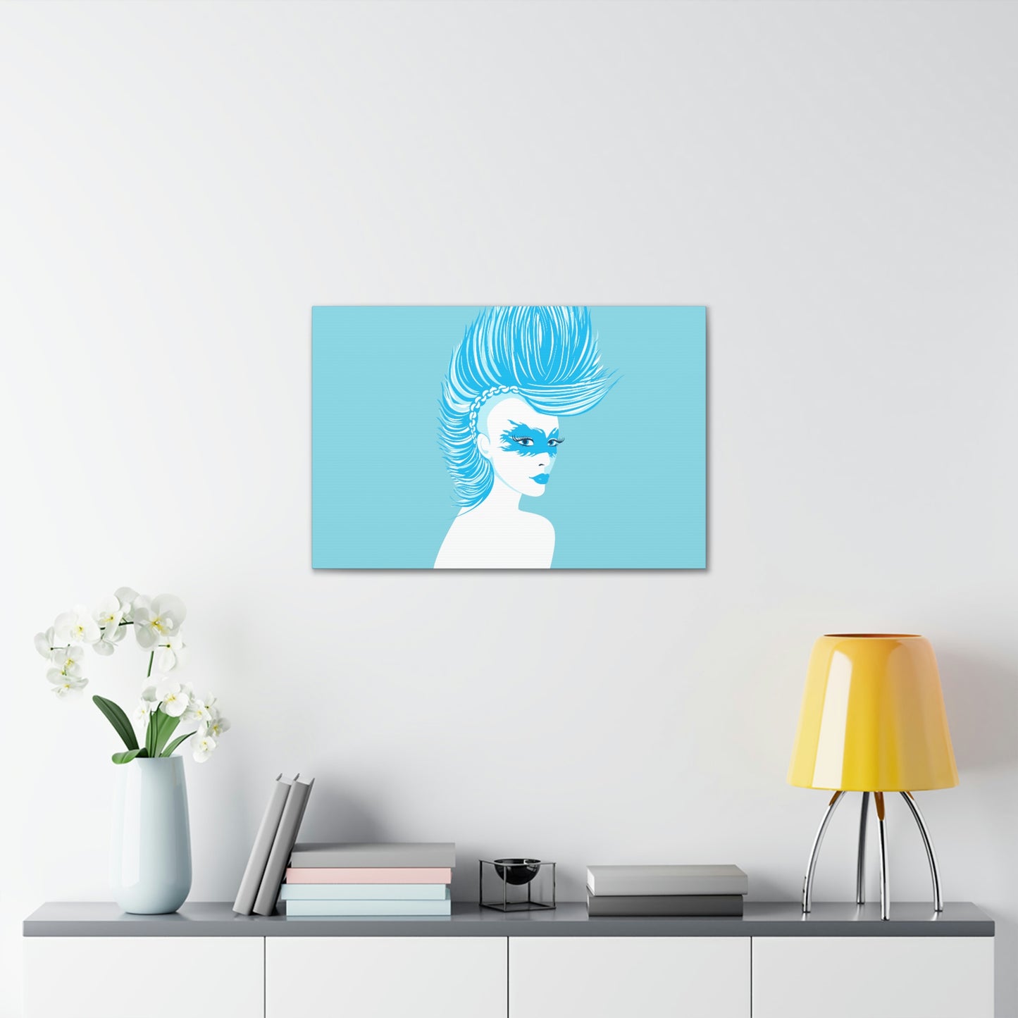 Blue Punk Woman Art Unique Edgy Graphic Aesthetic Classic Art Canvas Gallery Wraps