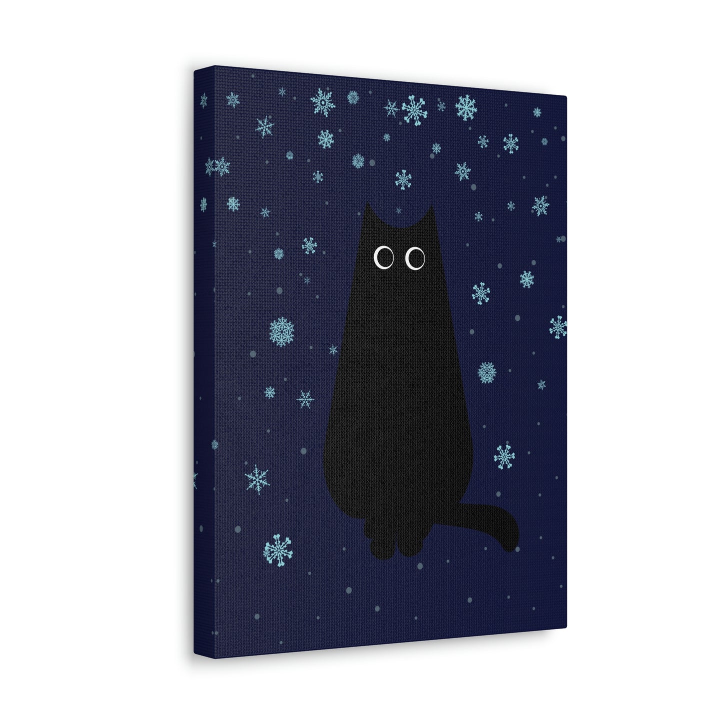 Black Cat Winter Snowflake Anime Art Classic Art Canvas Gallery Wraps