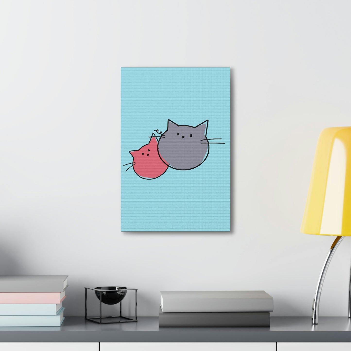 Funny Cartoon Cats Anime Meme Kawaii  Aesthetic Classic Art Canvas Gallery Wraps