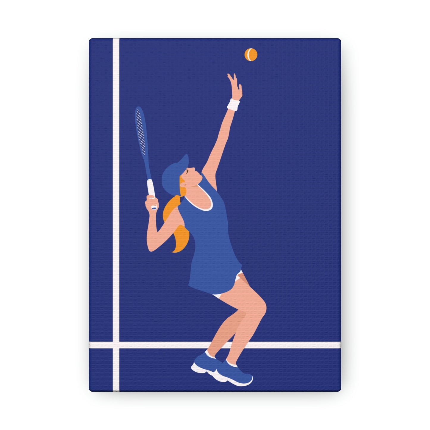 Tennis Player Blue Art Sports Team Classic Art Canvas Gallery Wraps