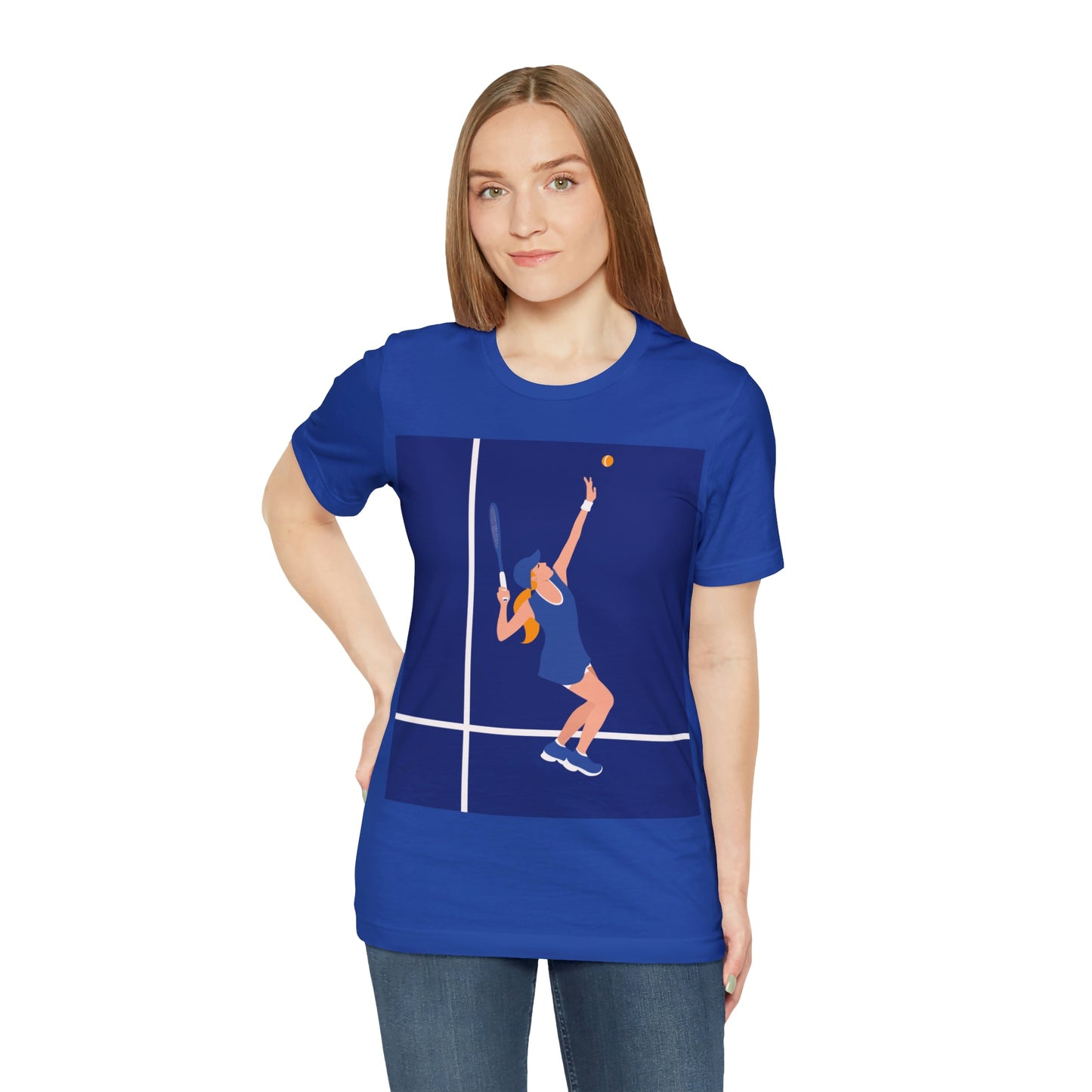 Tennis Player Blue Art Sports Team Unisex Jersey Short Sleeve T-Shirt