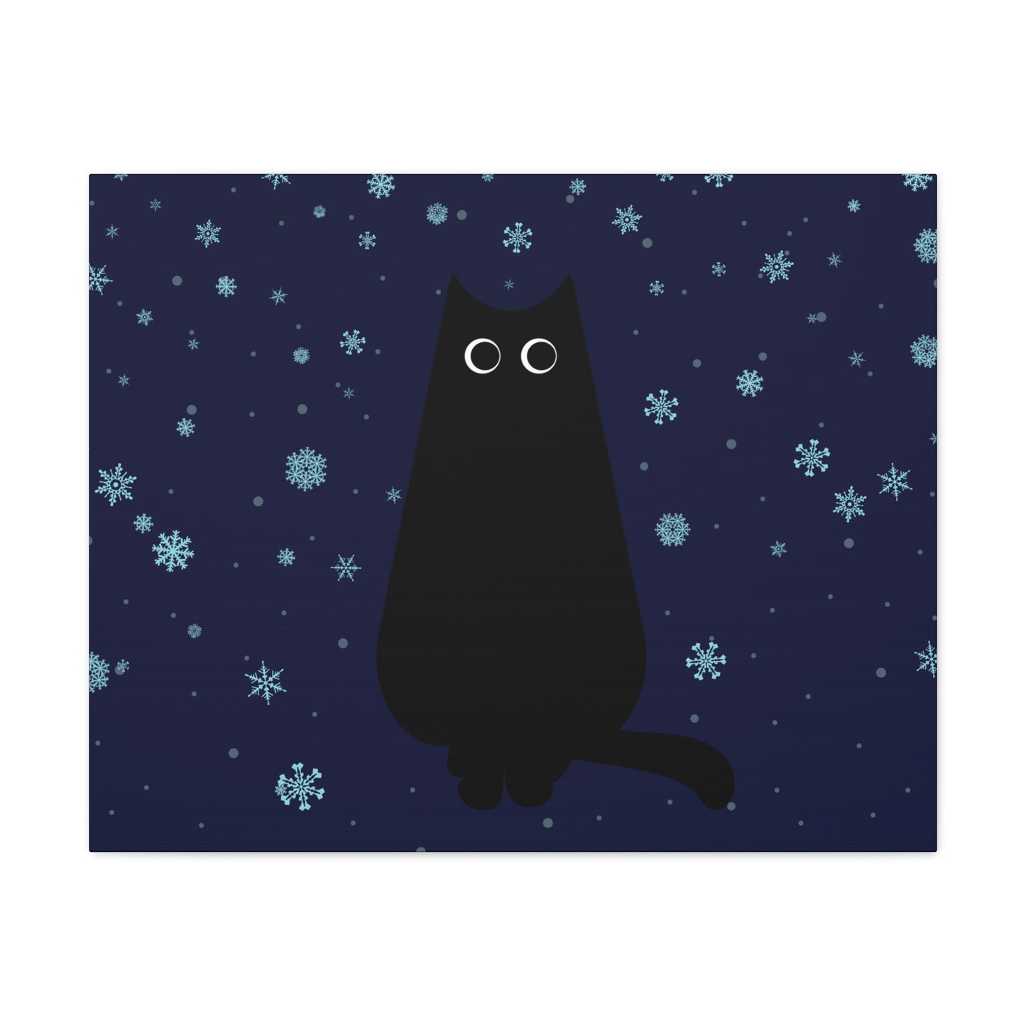 Black Cat Winter Snowflake Anime Art Classic Art Canvas Gallery Wraps