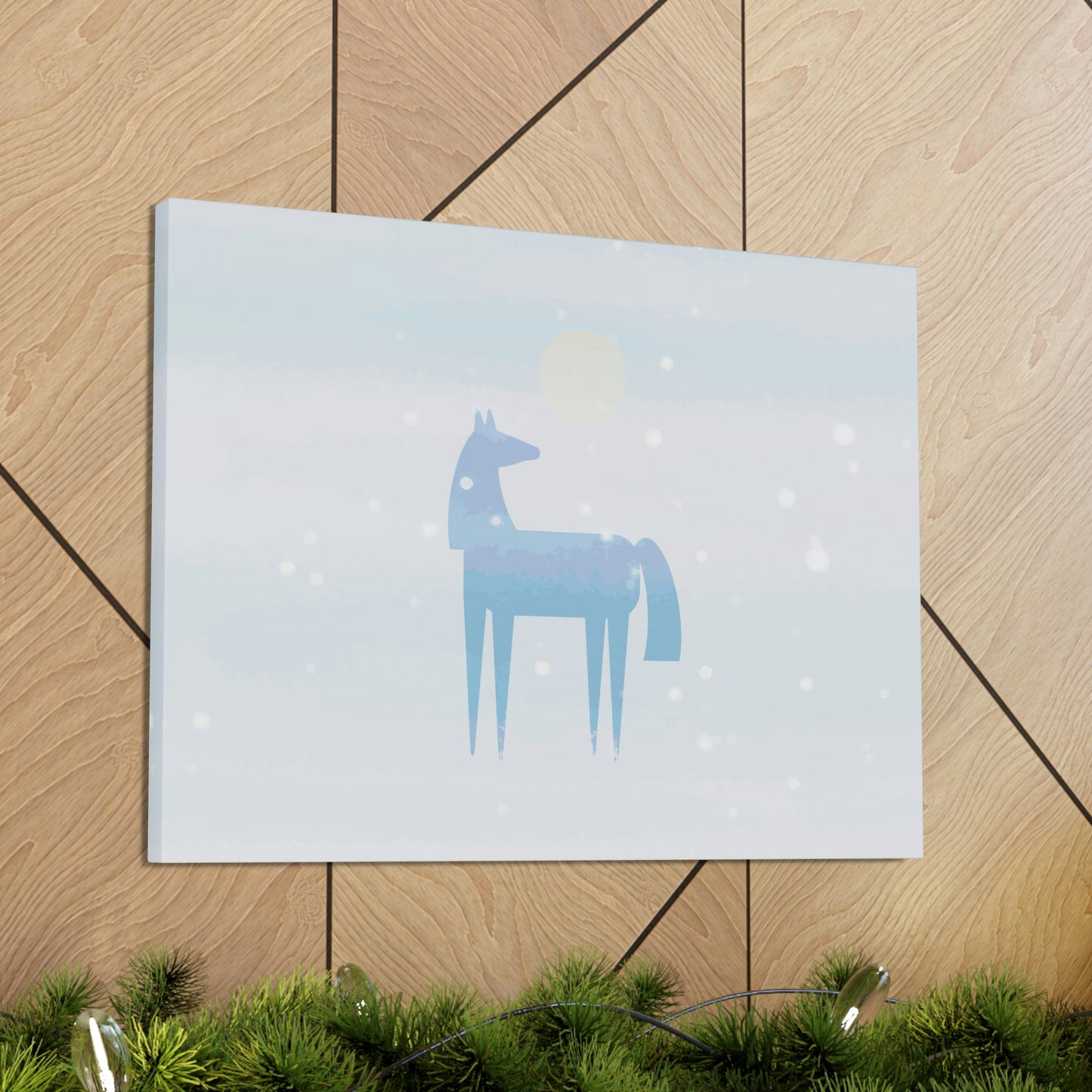 Horse Under the Snow Winter Landscape Art Aesthetic Classic Art Canvas Gallery Wraps