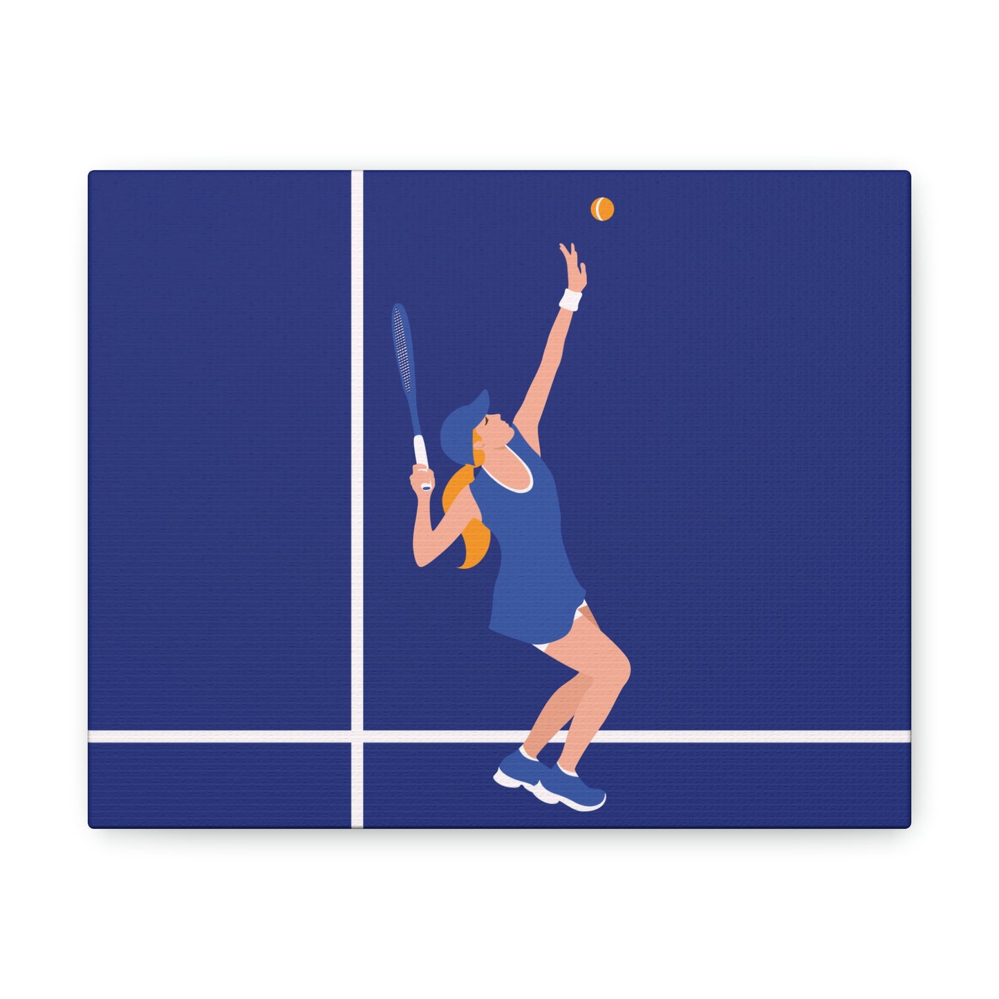 Tennis Player Blue Art Sports Team Classic Art Canvas Gallery Wraps