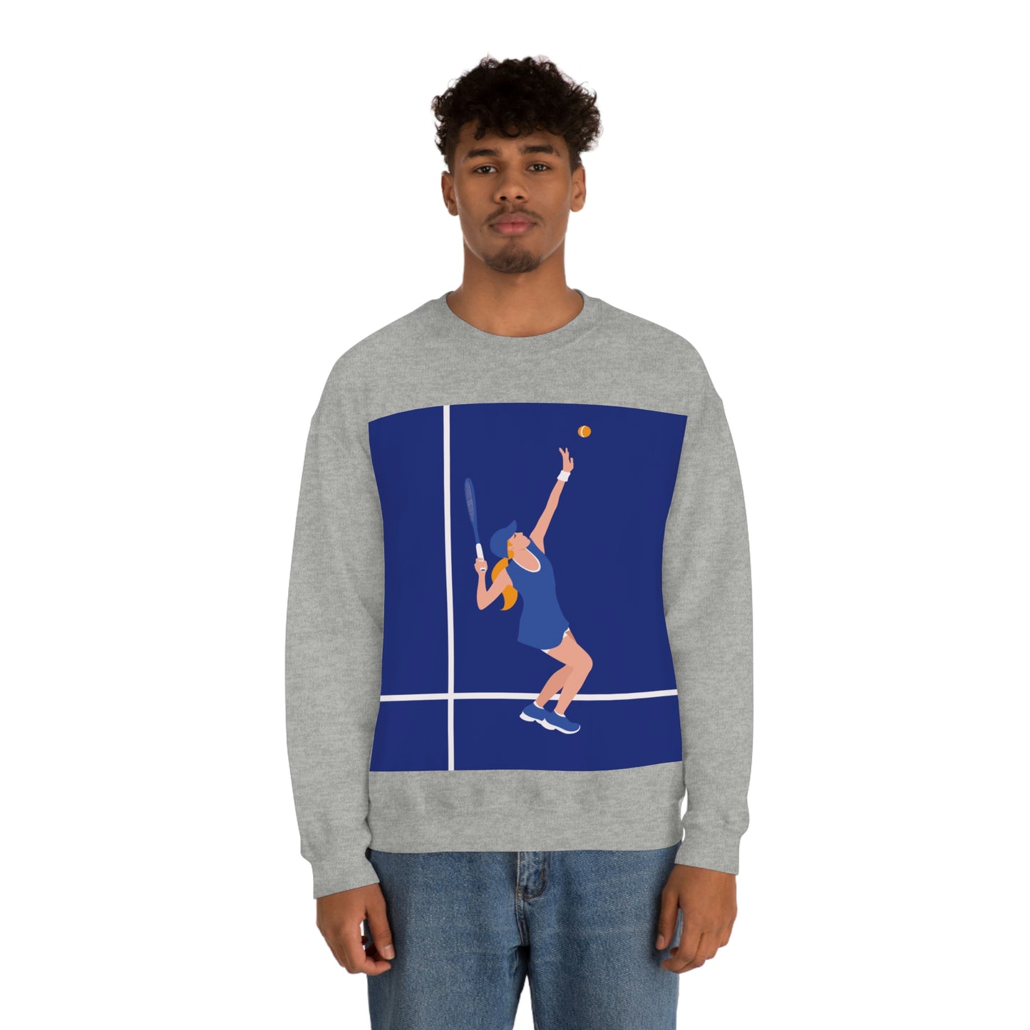 Tennis Player Blue Art Sports Team Unisex Heavy Blend™ Crewneck Sweatshirt