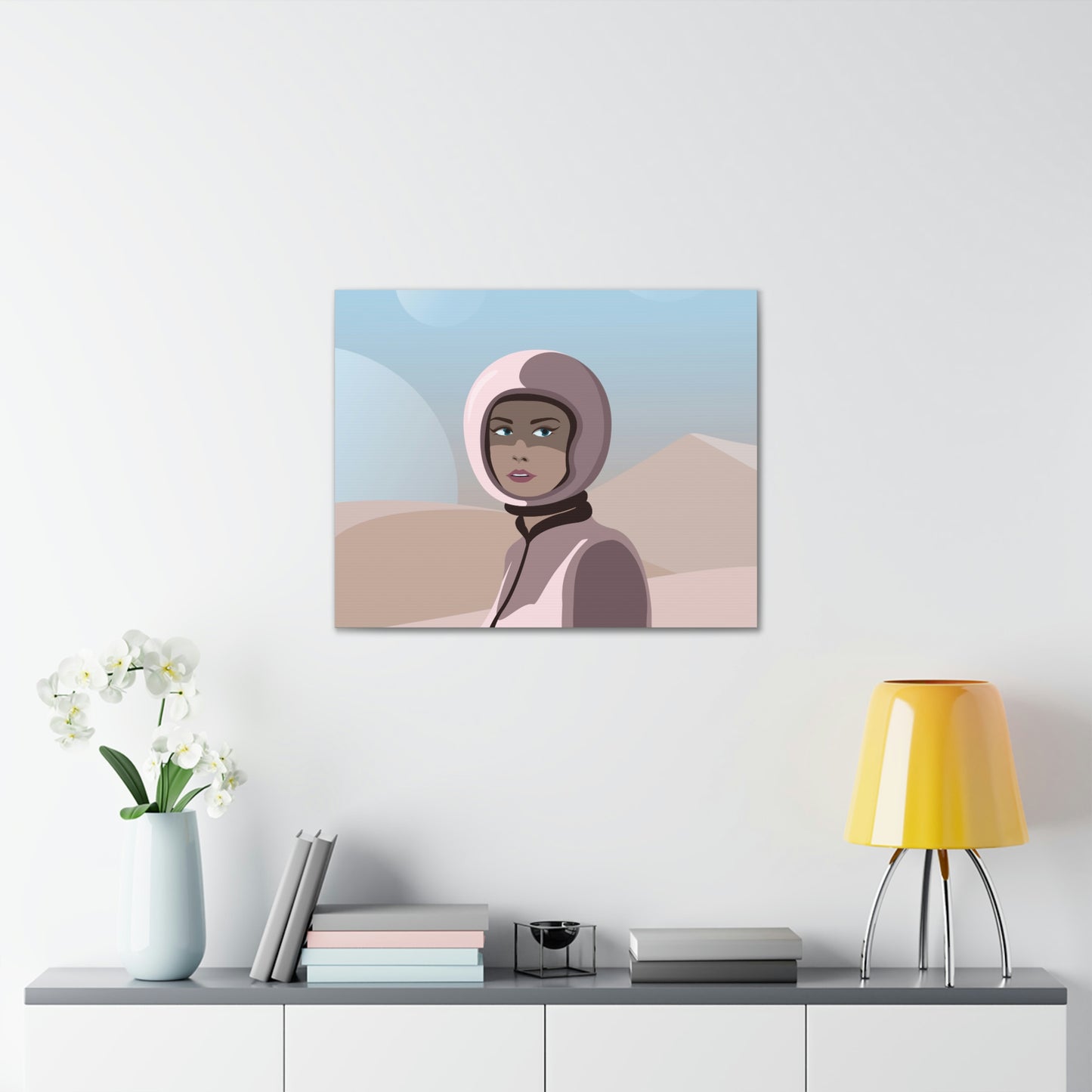 Astronaut Woman Aliens Minimal Aesthetic Classic Art Canvas Gallery Wraps