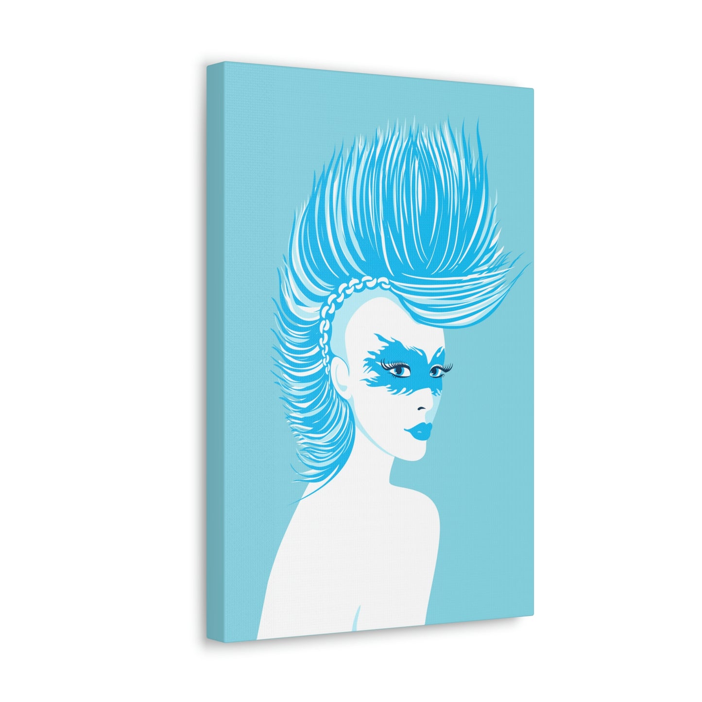 Blue Punk Woman Art Unique Edgy Graphic Aesthetic Classic Art Canvas Gallery Wraps