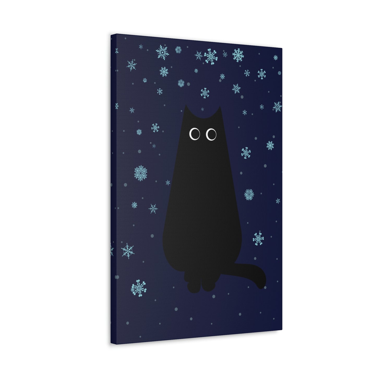 Black Cat Winter Snowflake Anime Art Classic Art Canvas Gallery Wraps