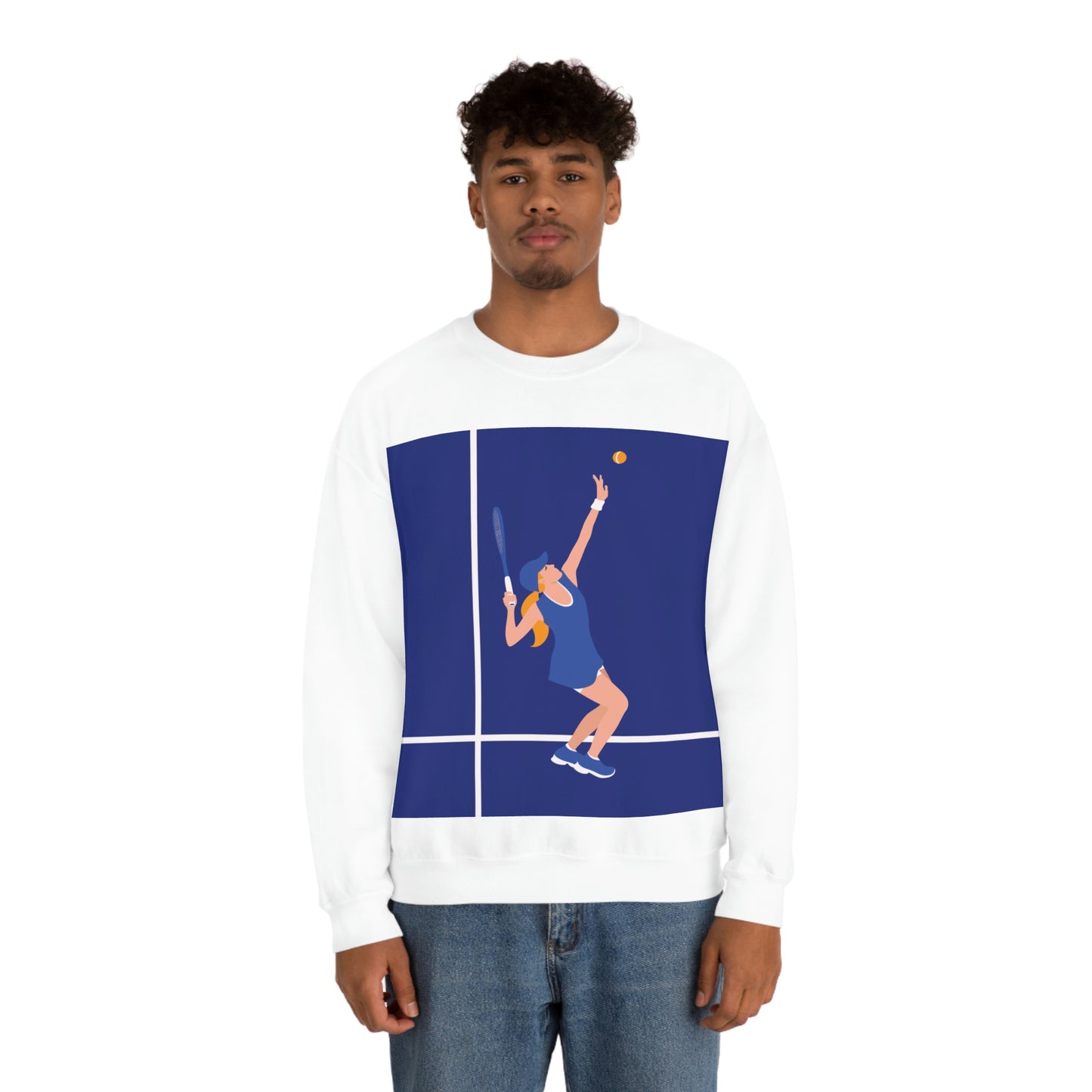 Tennis Player Blue Art Sports Team Unisex Heavy Blend™ Crewneck Sweatshirt