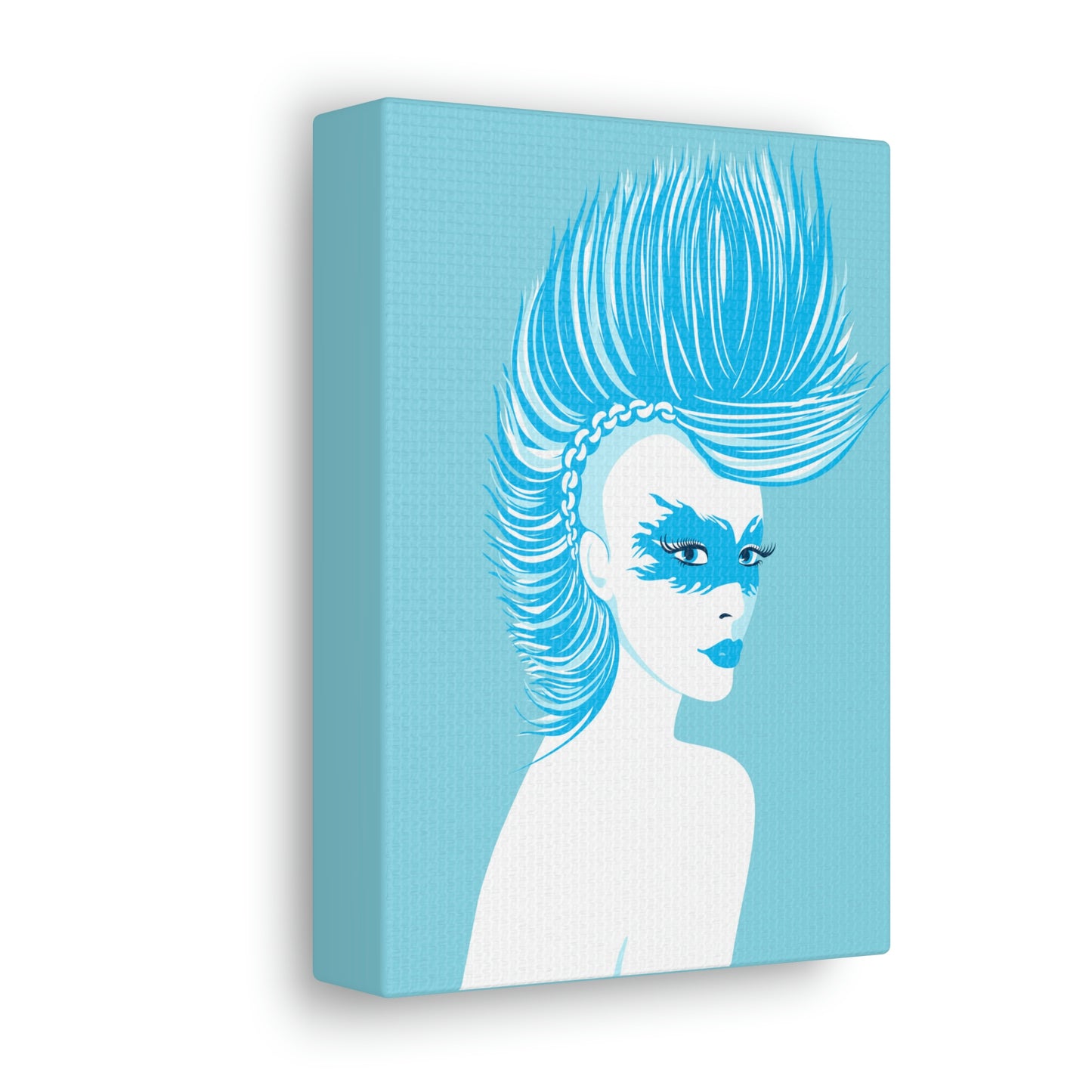 Blue Punk Woman Art Unique Edgy Graphic Aesthetic Classic Art Canvas Gallery Wraps