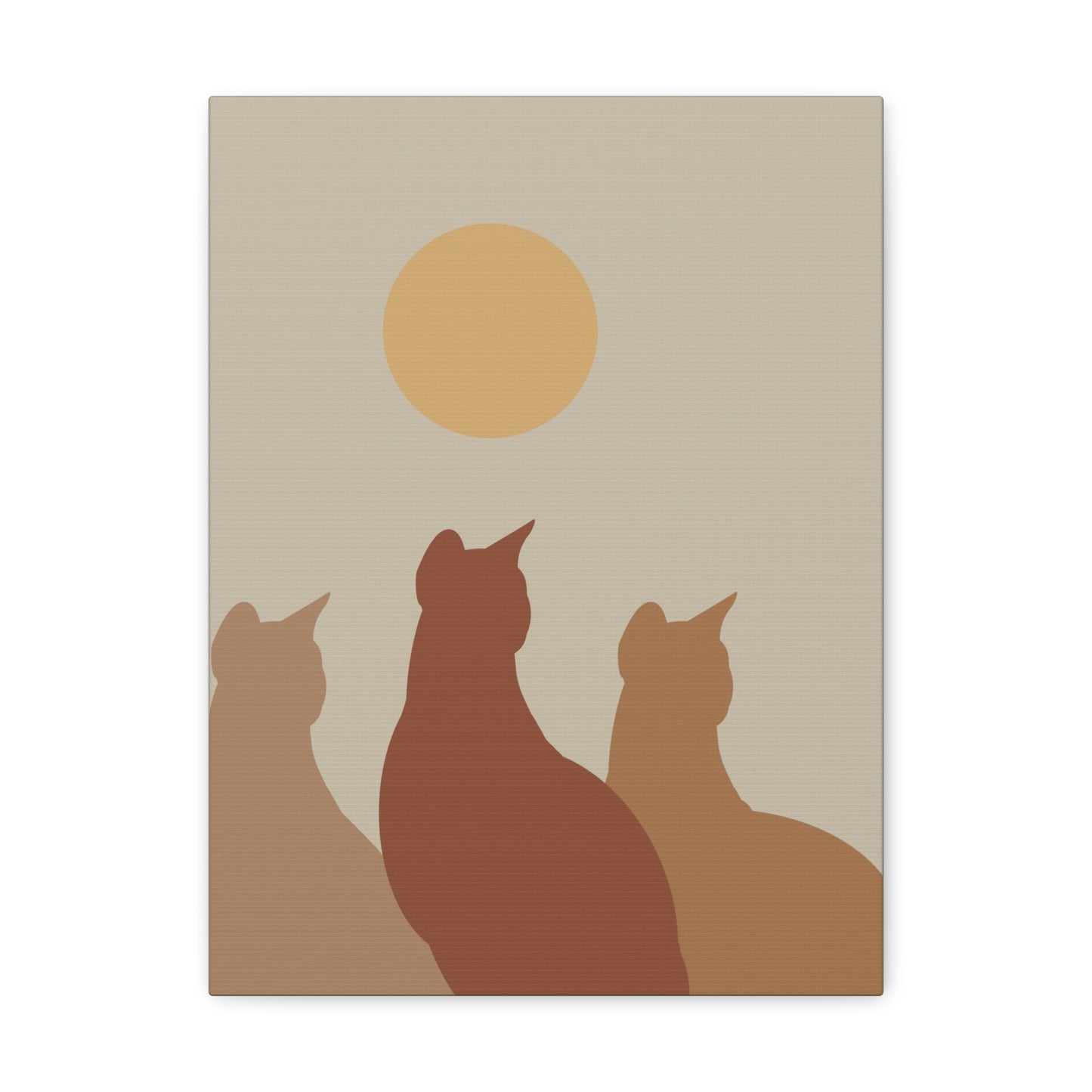 Abstract Boho Cats Relaxed Aesthetic Beige Minimalist Classic Art Canvas Gallery Wraps